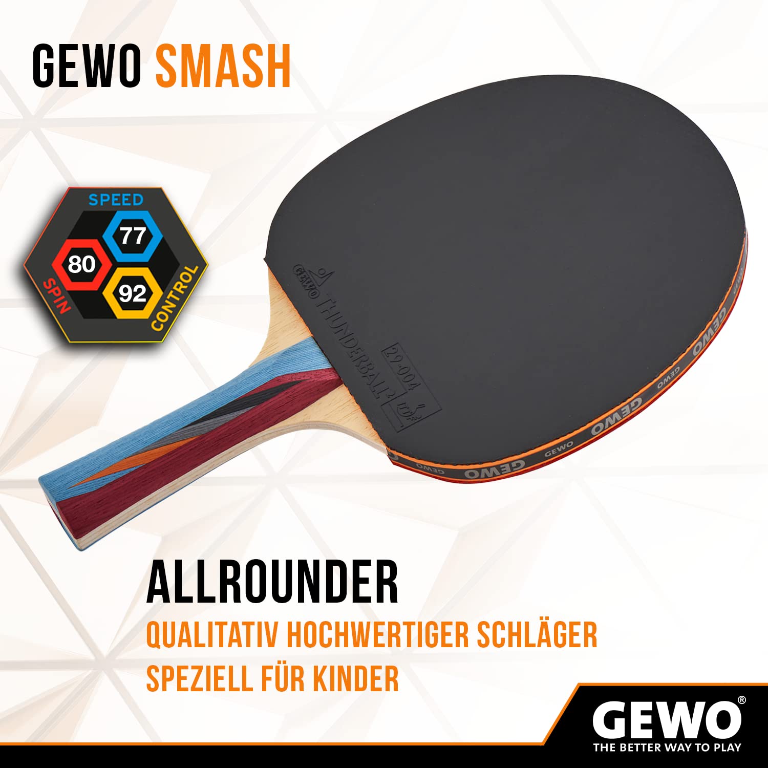 GEWO Thunderball SMASH Tischtennisschläger Konkav Kinder 2,0mm