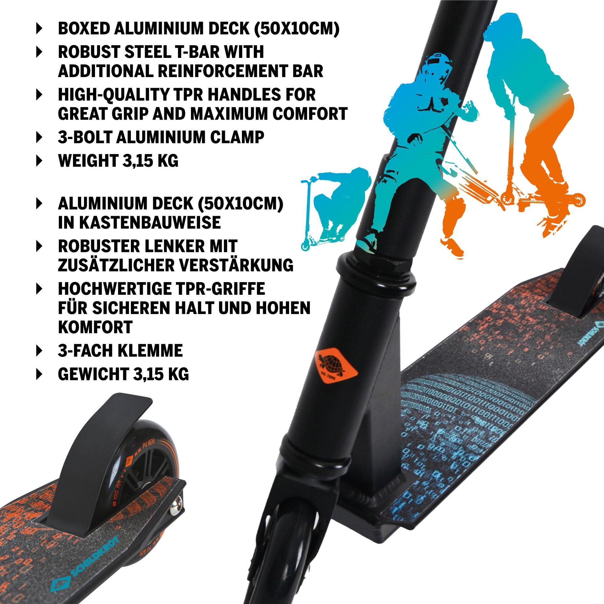Schildkröt 360 Space Stunt Scooter Alu-Deck 100mm ab 8 J.