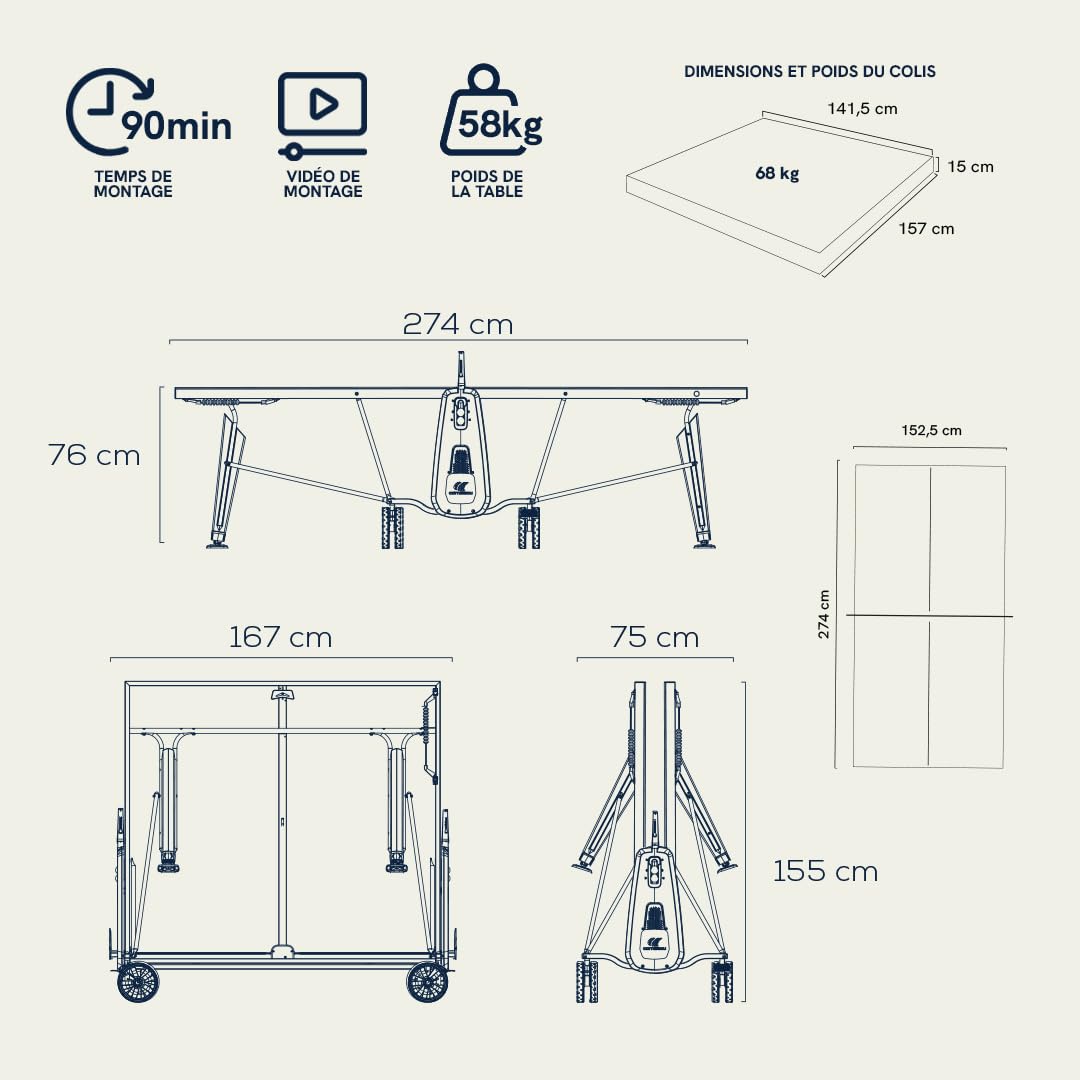 Cornilleau 400X Tischtennisplatte Outdoor Blau klappbar