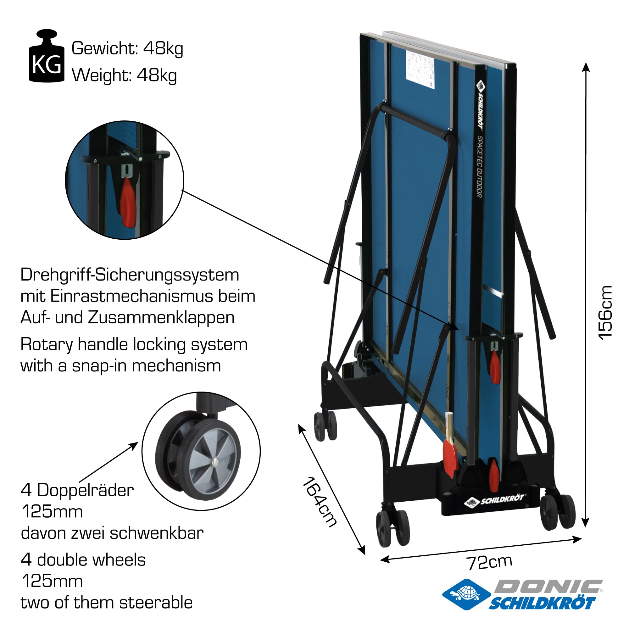 Schildkröt Space Tec Tischtennisplatte Outdoor – 4 mm Blau