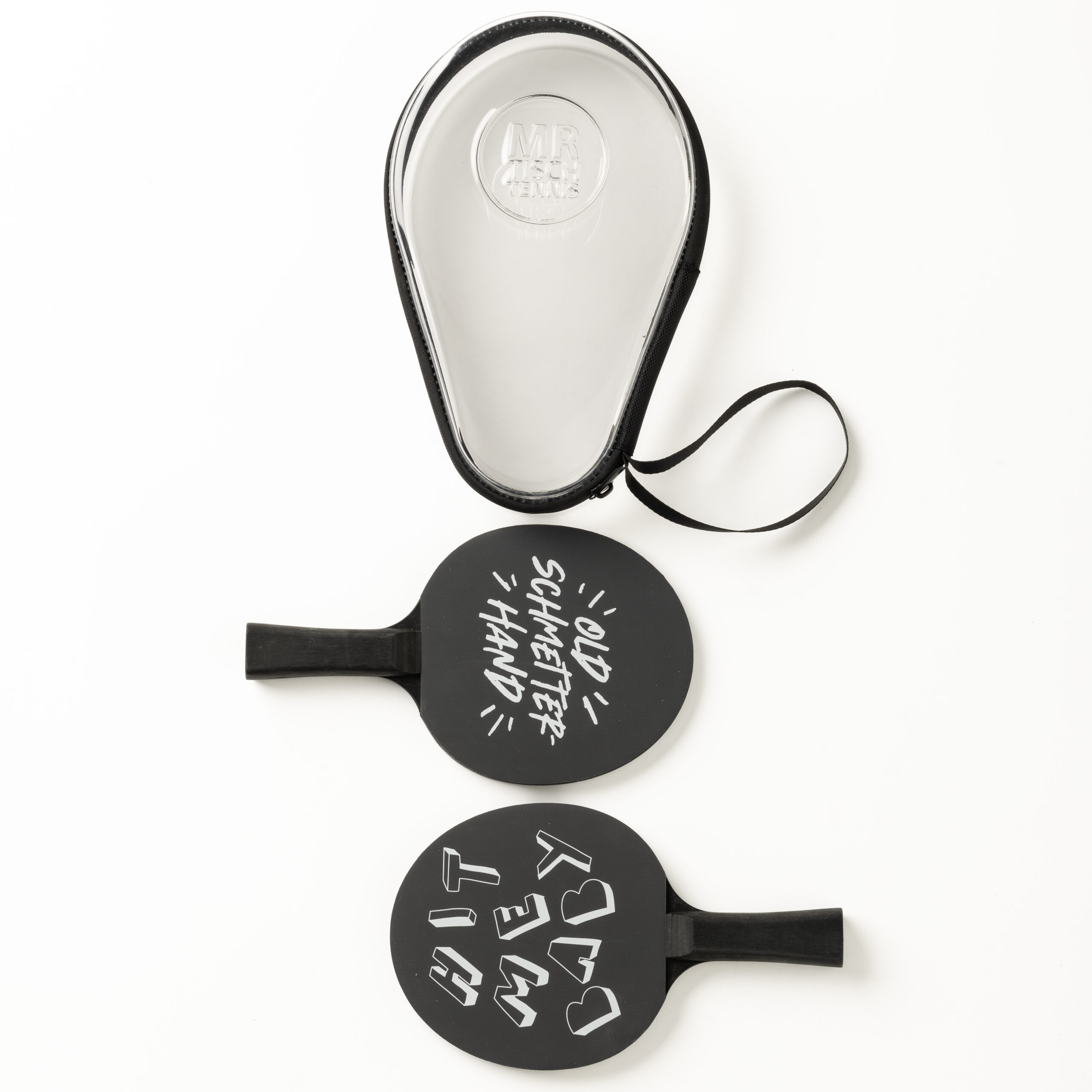 Mr. Tischtennis Transparent Tischtennisschläger Set Schwarz-Weiß