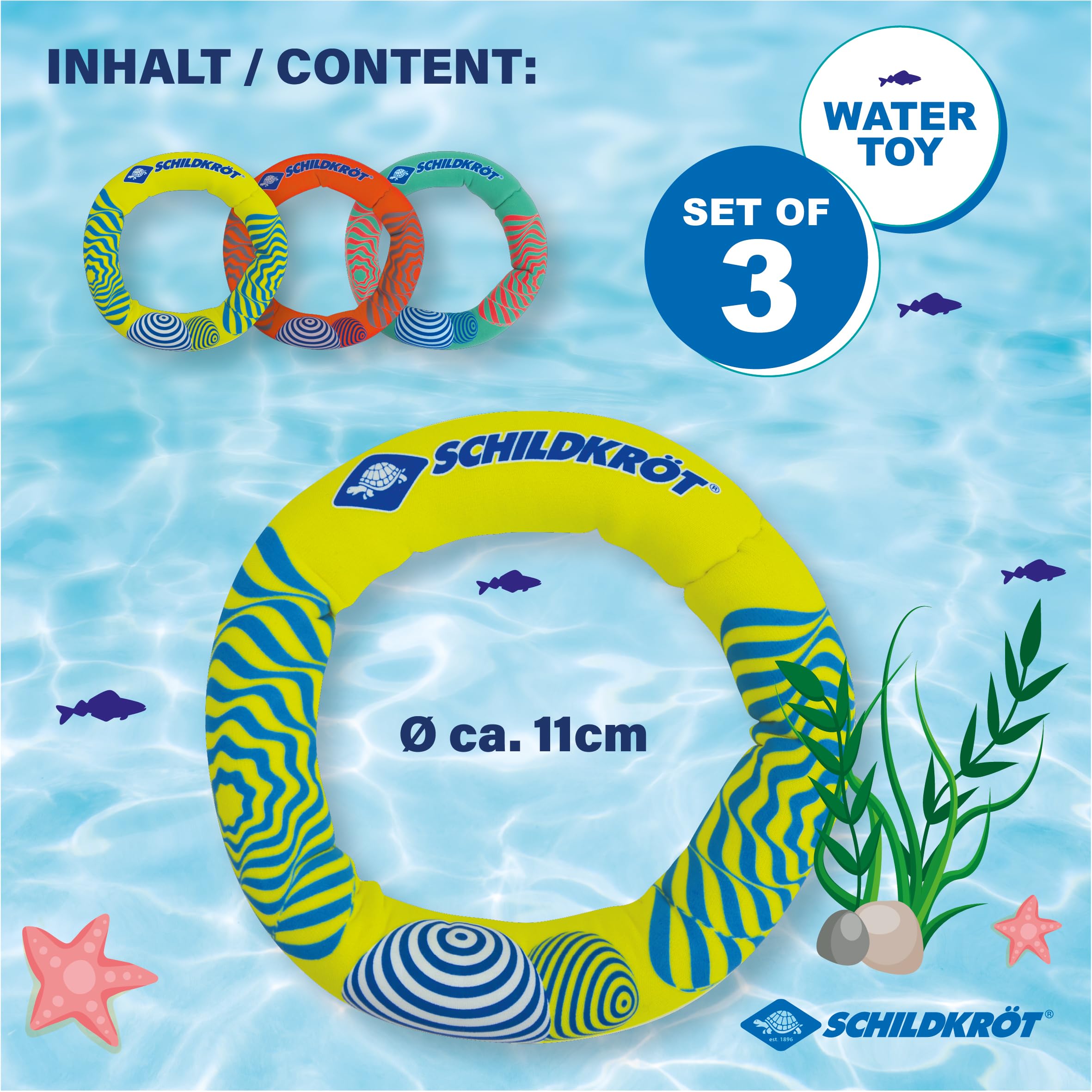Schildkröt Outdoor Neopren Tauchringe 3er Set bunt für Pool