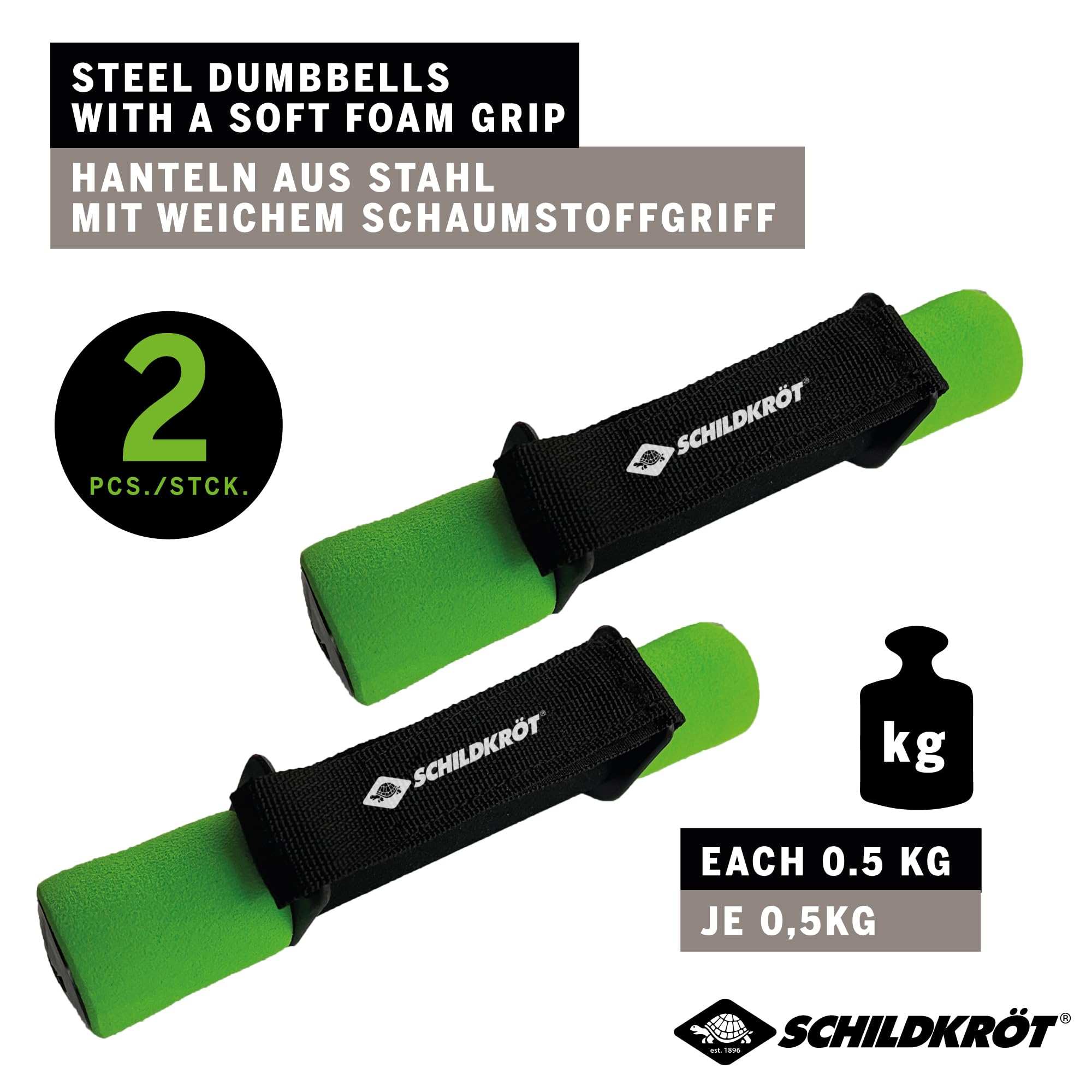 Schildkröt Outdoor Soft-Hantel Set 2x0,5 kg Stahl Grün