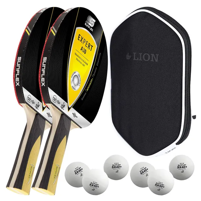 Sunflex Expert A30 Tischtennisschläger 2er Set Hülle 6 Bälle