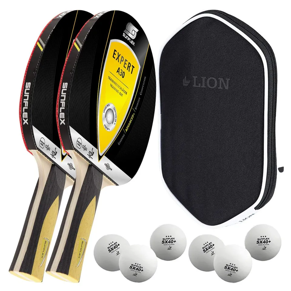 Sunflex Expert A30 Tischtennisschläger 2er Set Hülle 6 Bälle