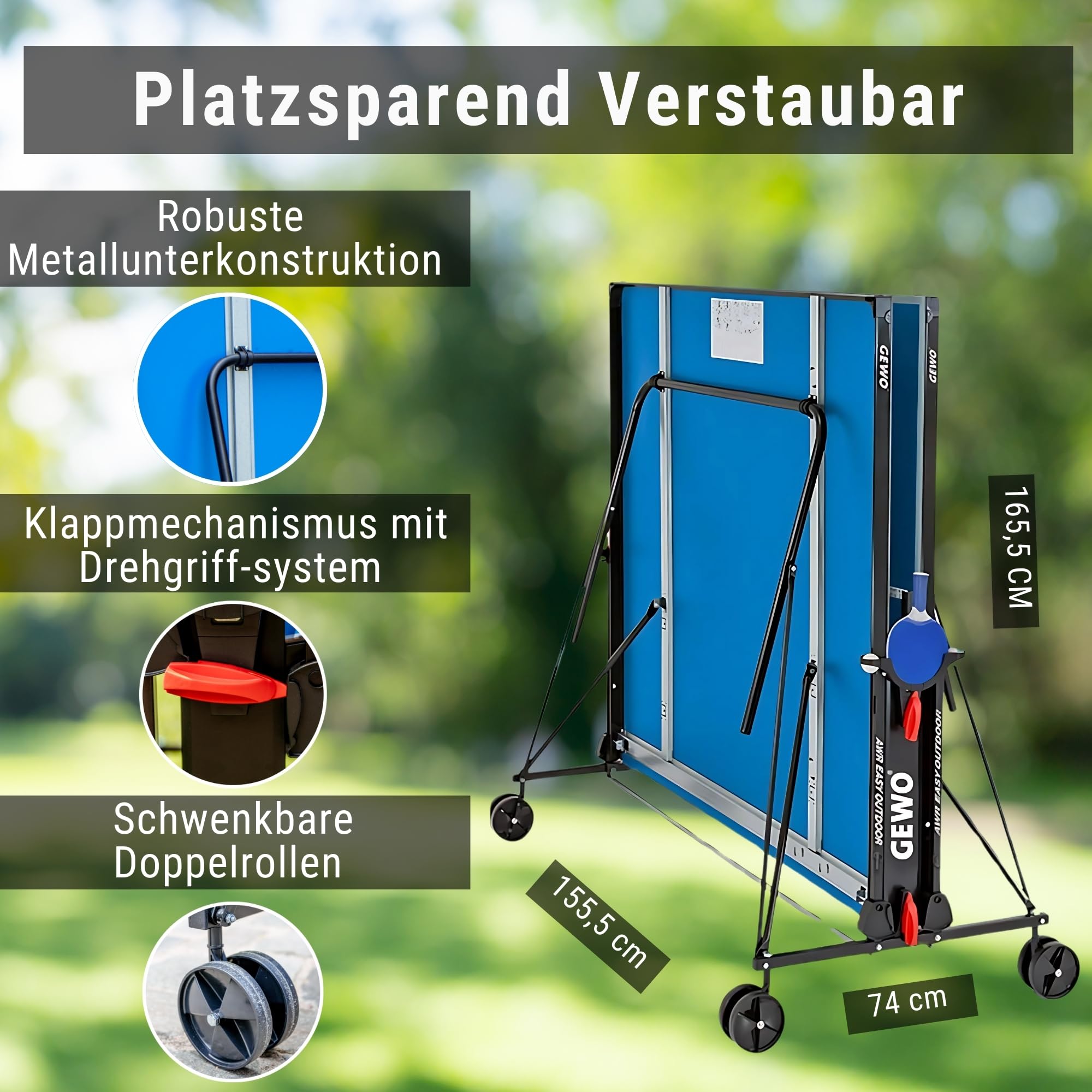 GEWO AWR Easy Outdoor Tischtennisplatte Klappbar Wetterfest Set