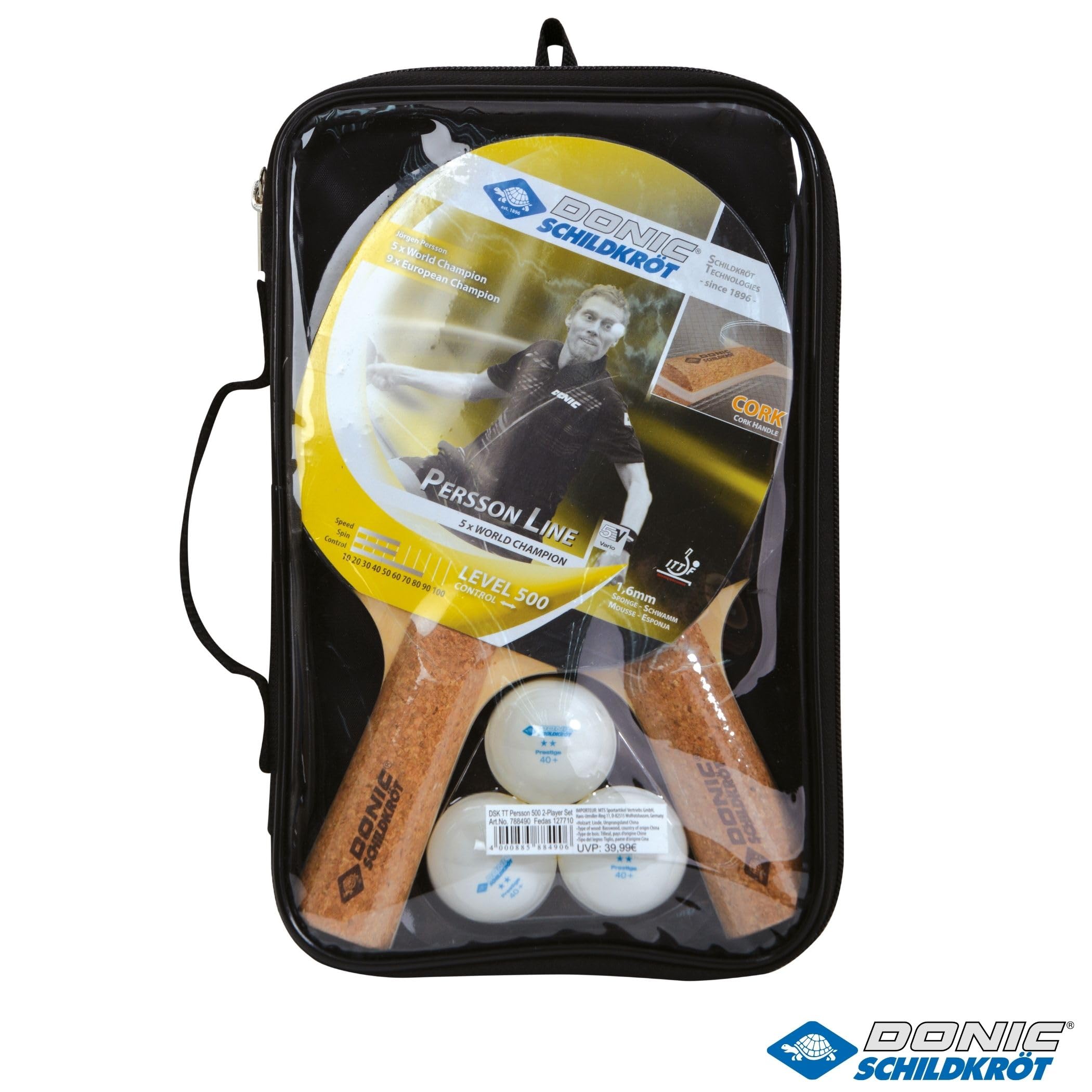 Schildkröt Persson 500 Tischtennis-Set 2 Schläger Korkgriff