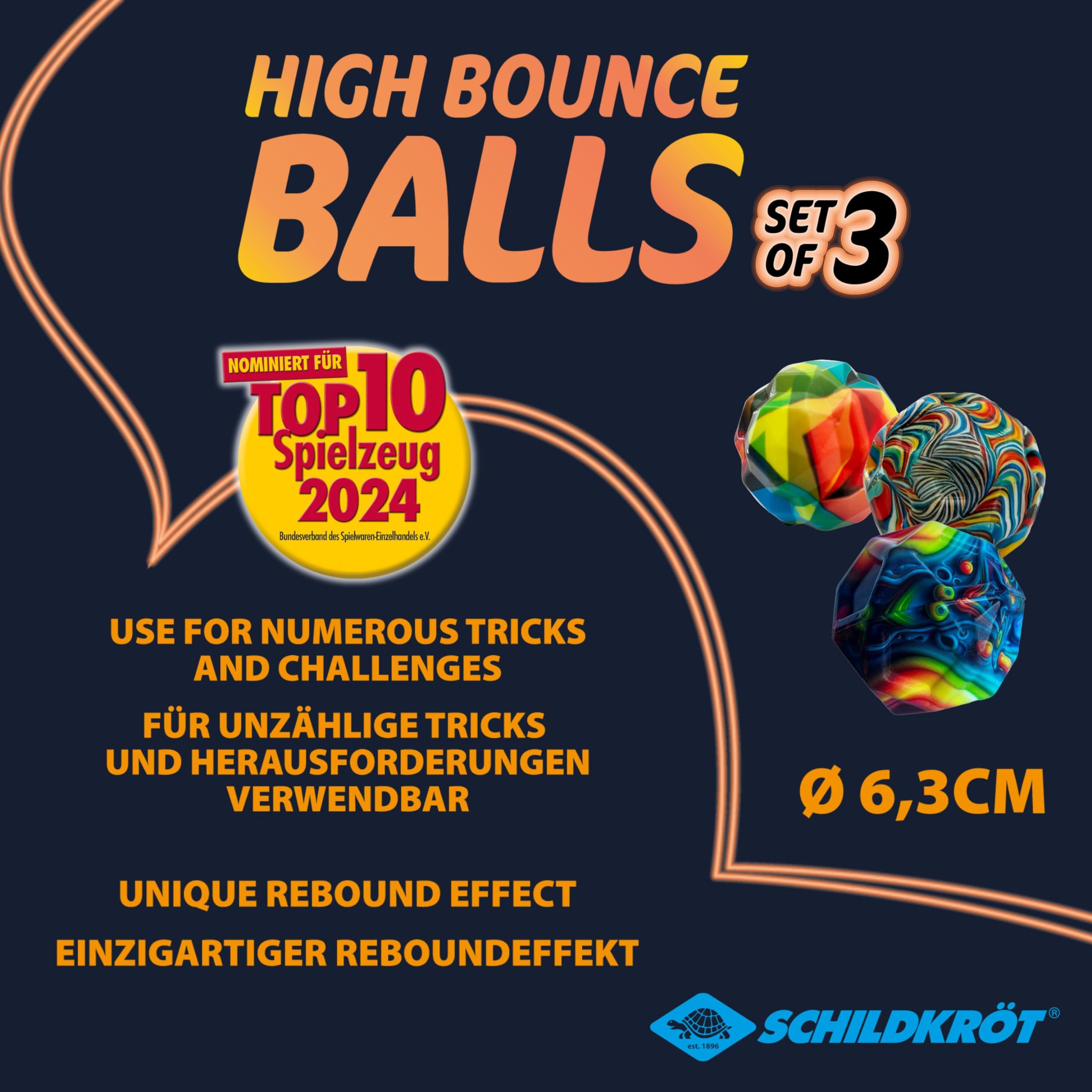 Schildkröt Outdoor High Bounce Balls Flummi 3er Set 6,3cm