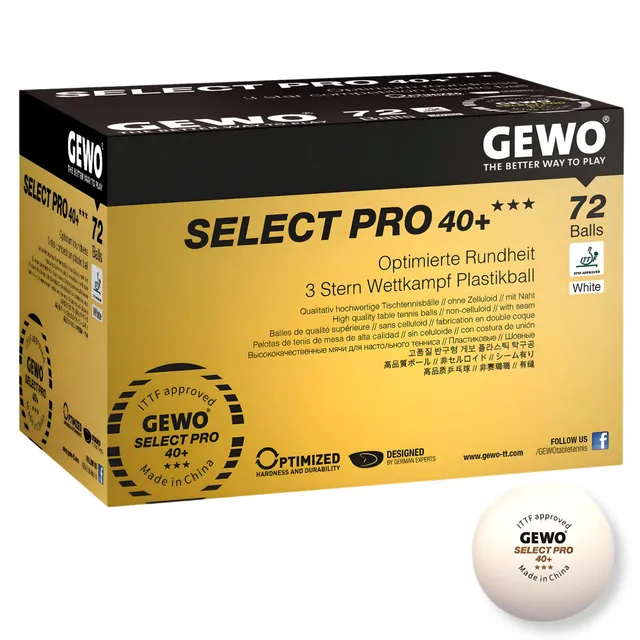 GEWO Ultra SLP Select PRO Tischtennisbälle 72 Stück weiß