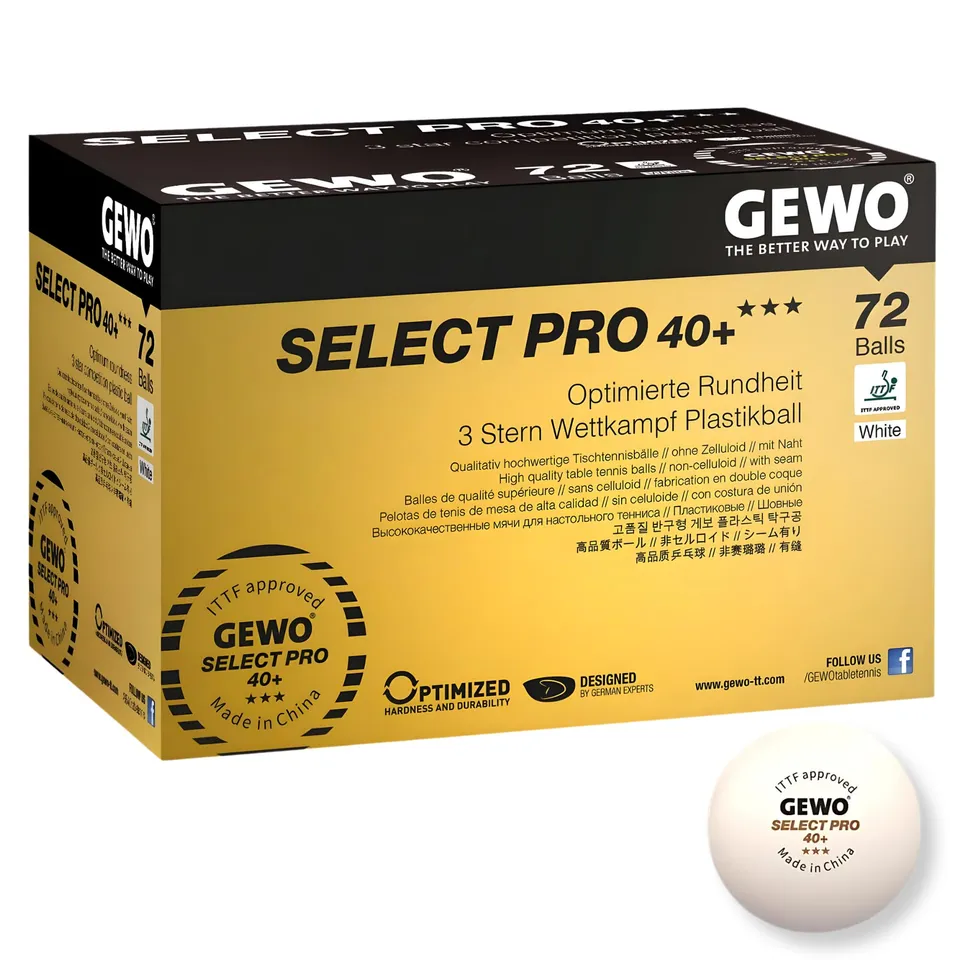 GEWO Ultra SLP Select PRO Tischtennisbälle 72 Stück weiß