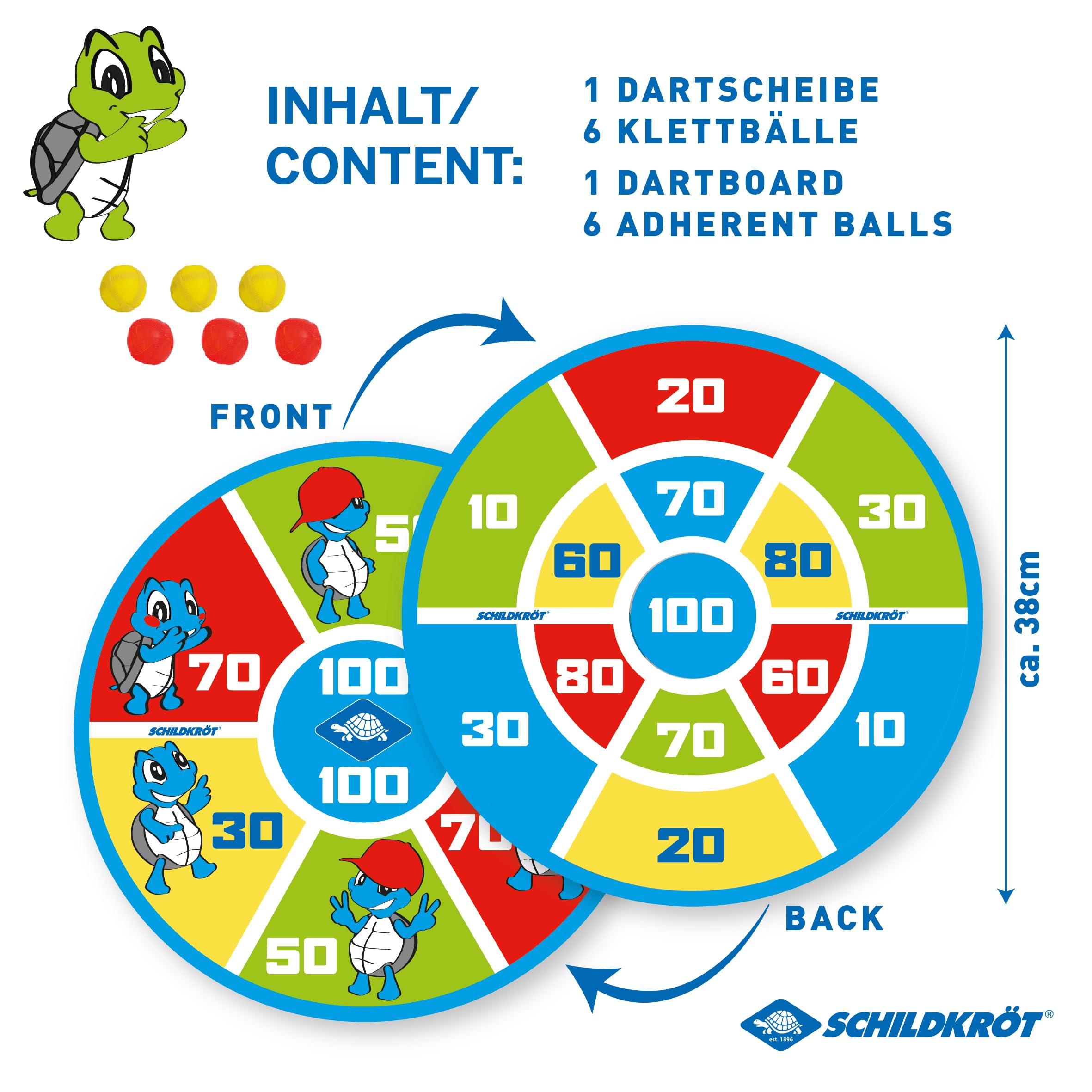 Schildkröt Outdoor Soft Dart Set Klett Dartscheibe 38 cm