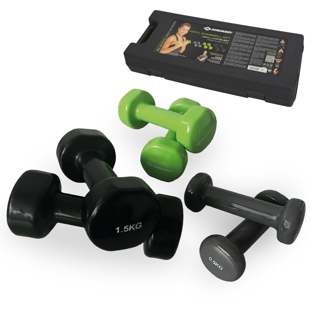 Schildkröt Outdoor Vinyl-Hantelset 6-tlg Koffer 0,5-1,5kg