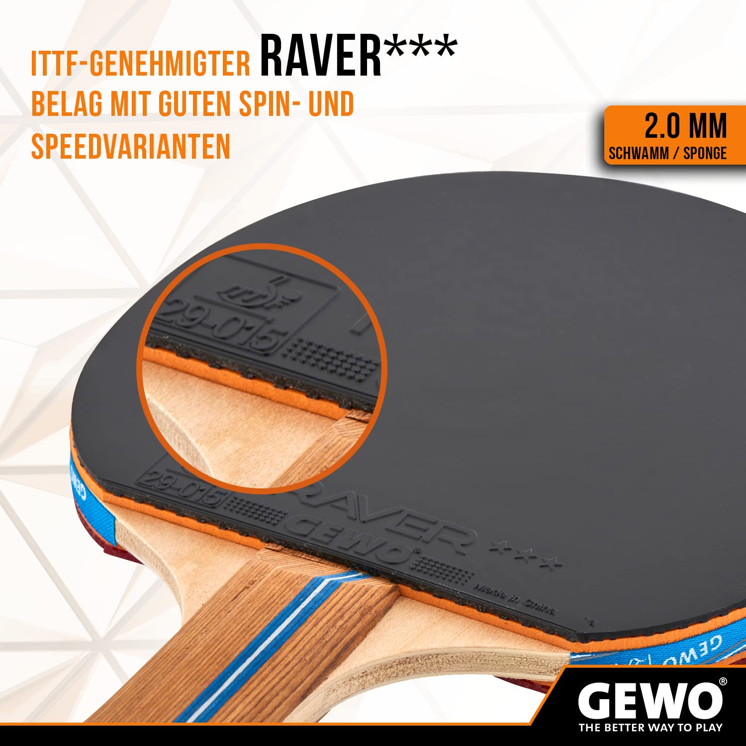 GEWO Rave Speed Tischtennisschläger konkav 2,0 mm