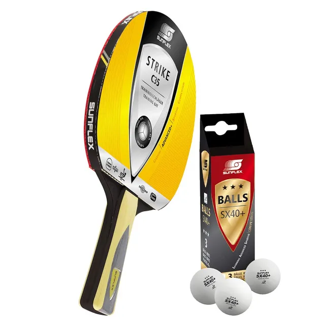 Sunflex Color Comp Strike C35 Tischtennisschläger 3 Bälle