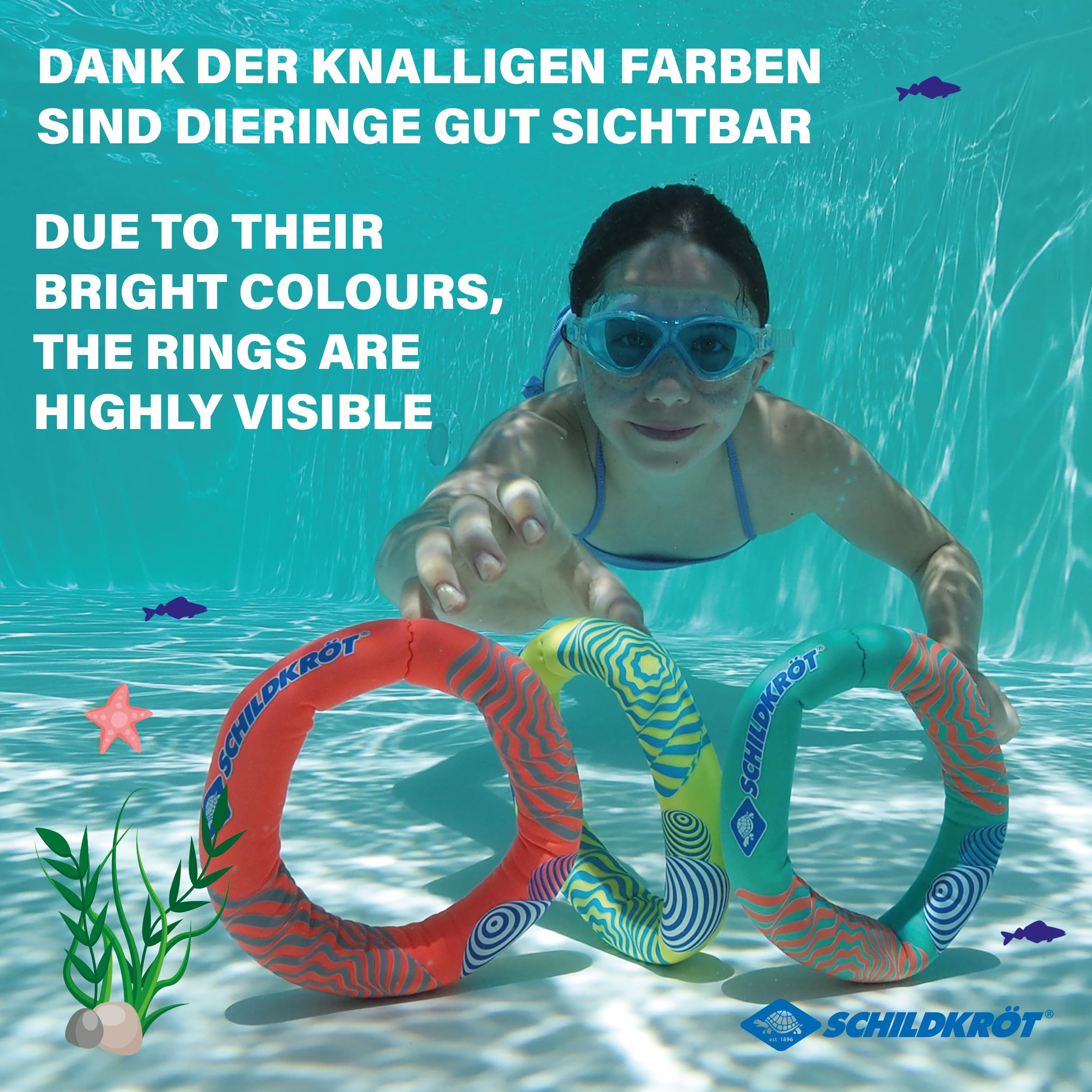Schildkröt Outdoor Neopren Tauchringe 3er Set bunt für Pool