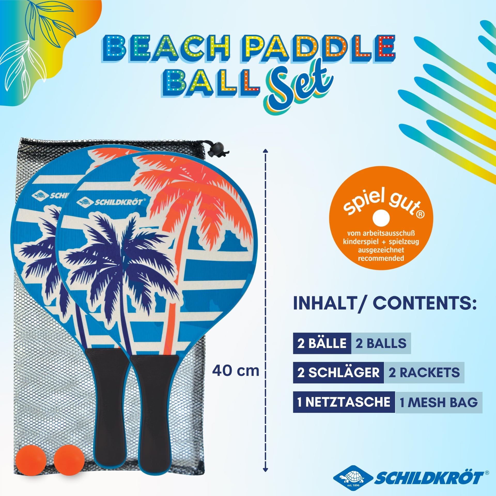 Schildkröt Outdoor Beach Paddle Ball Set Ocean 2er