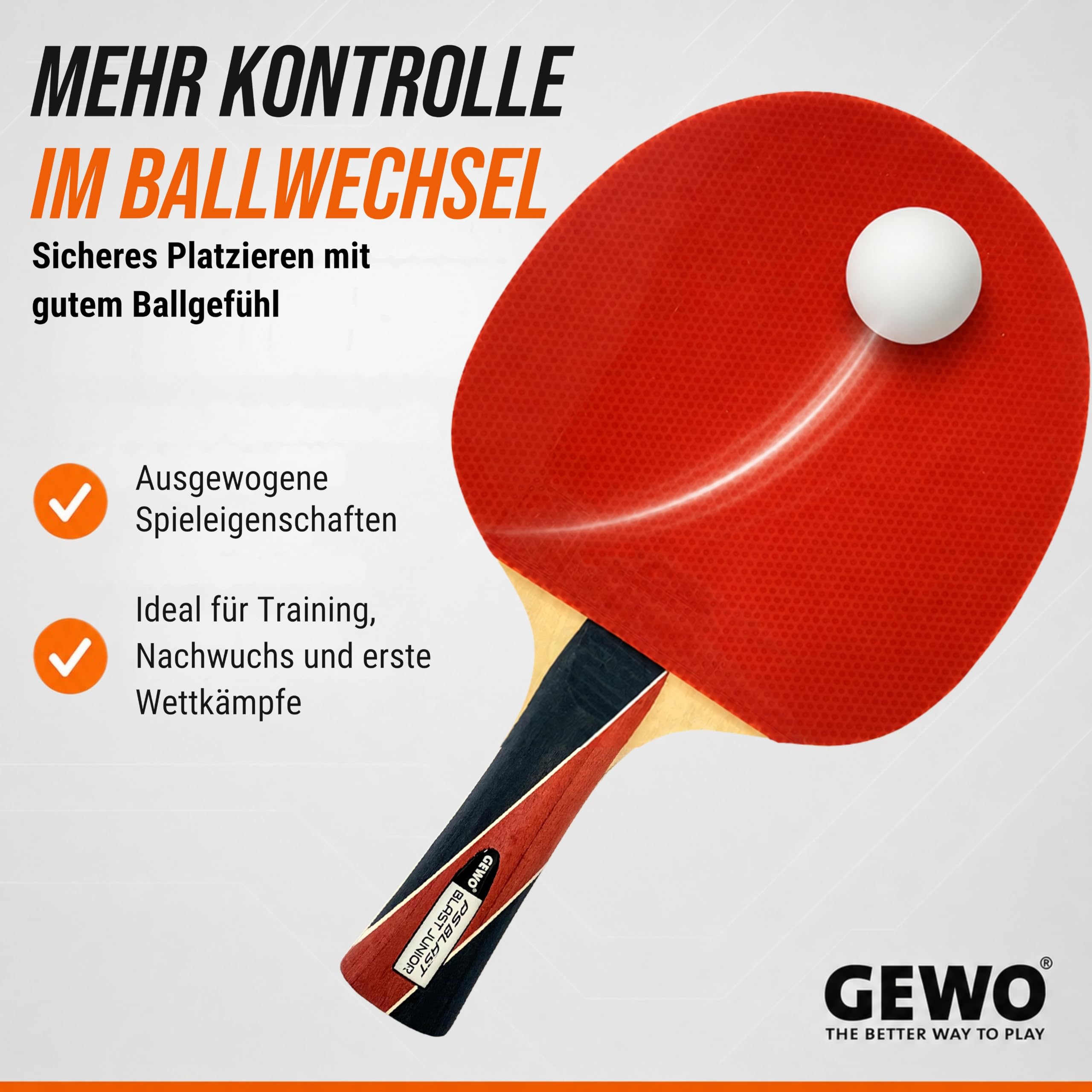 GEWO Player PS Blast Junior Tischtennisschläger Kinder Kontrolle