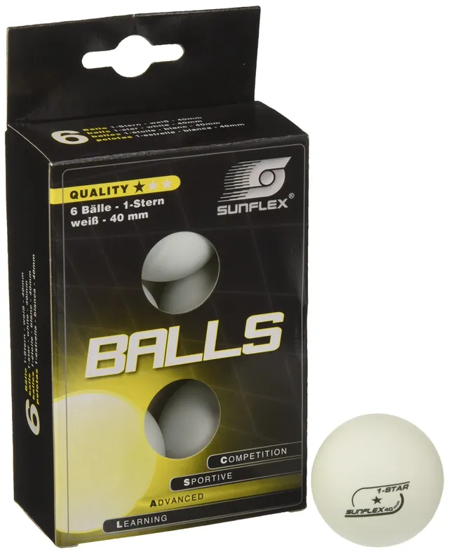 Sunflex Color Comp Tischtennisball 1 Stern weiß 6er