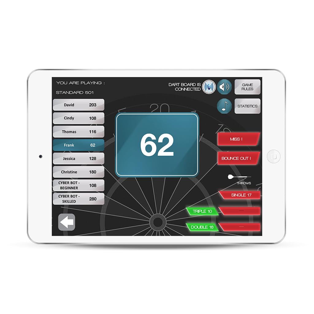 Carromco Turbo Charger 4.0 E-Dartboard App 2-Loch Bluetooth