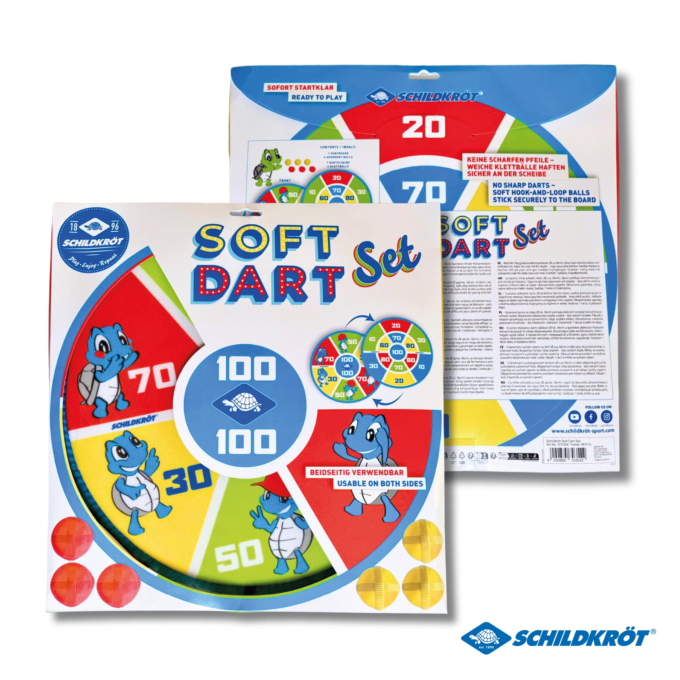 Schildkröt Outdoor Soft Dart Set Klett Dartscheibe 38 cm