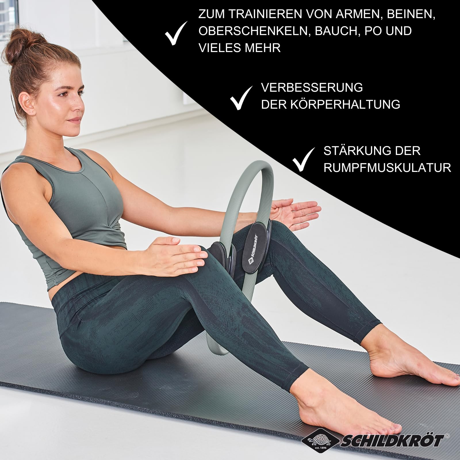 Schildkröt Outdoor Pilates Ring 37 cm Fitnessring grün grau