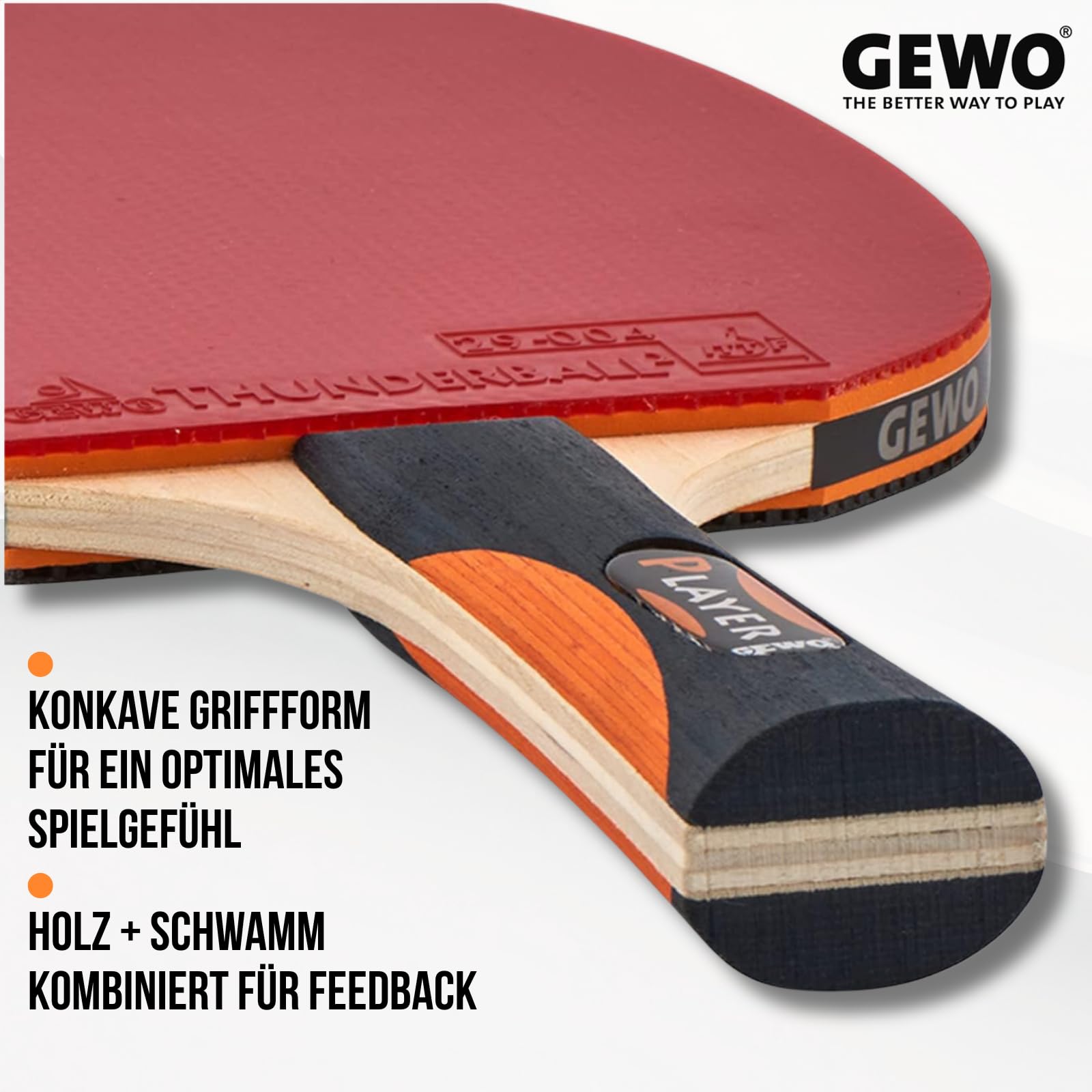 GEWO Player Tischtennisschläger 2mm ITTF offensiv Spin