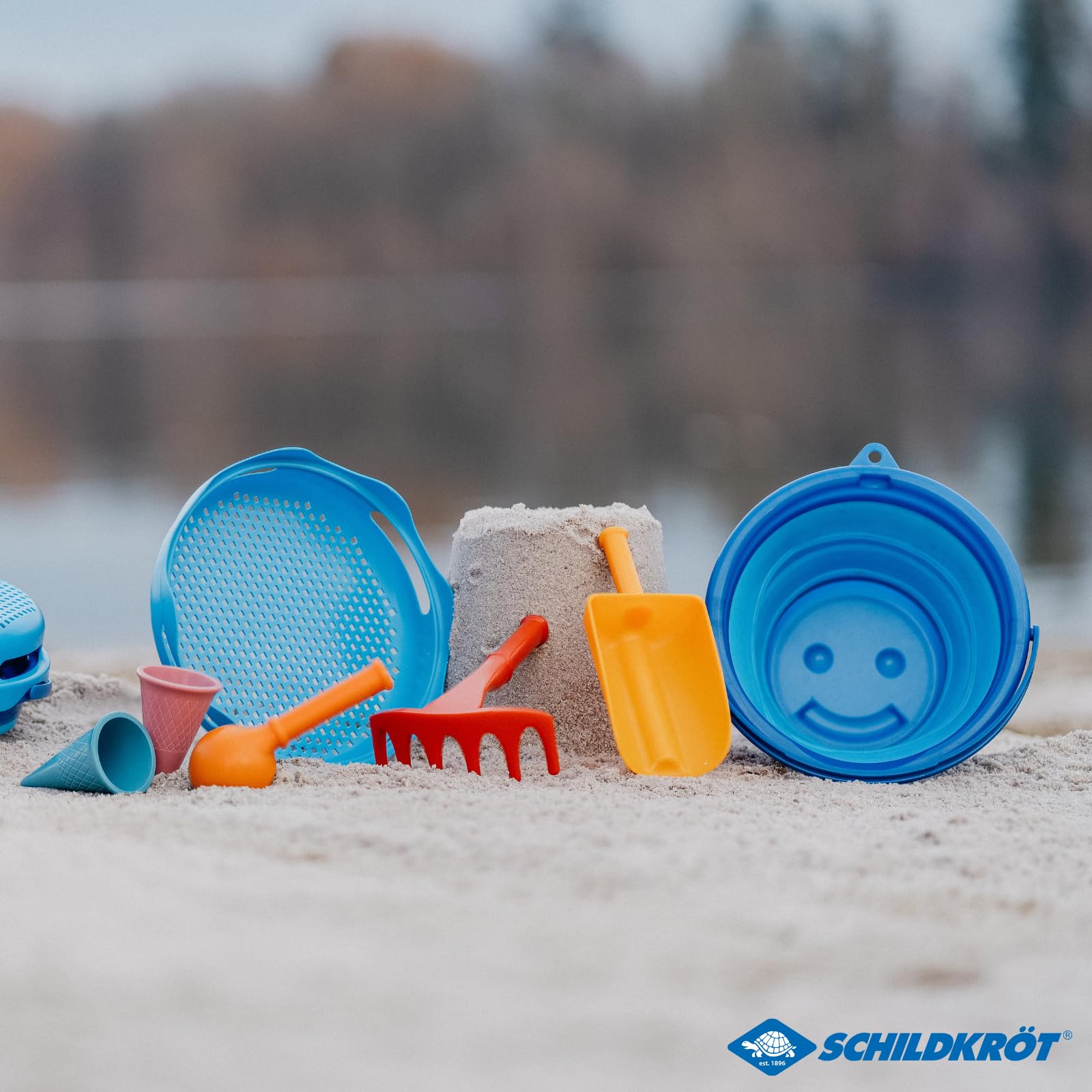 Schildkröt Outdoor 7in1 Sandspielzeug Blau 3L Falteimer