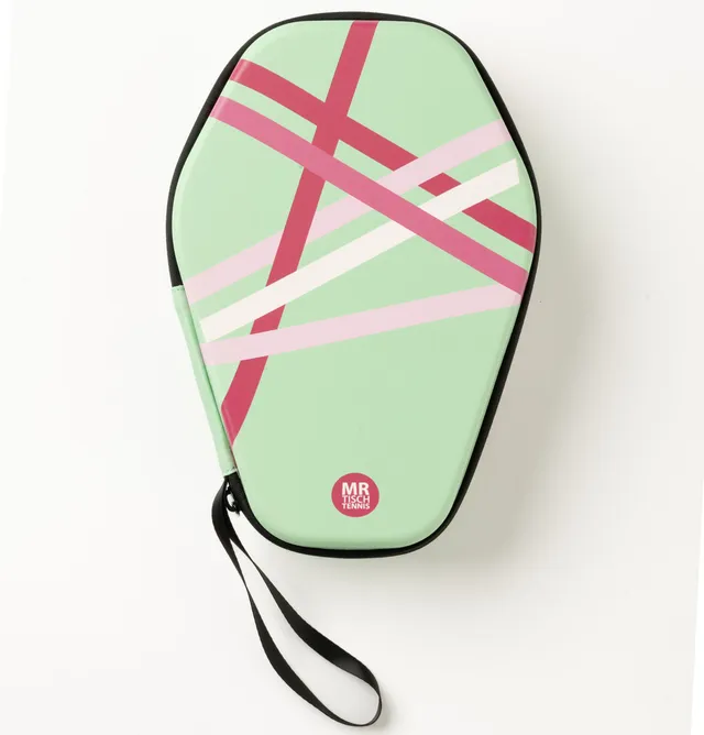 Mr. Tischtennis Design Case Stripes türkis Hülle 2 Schläger