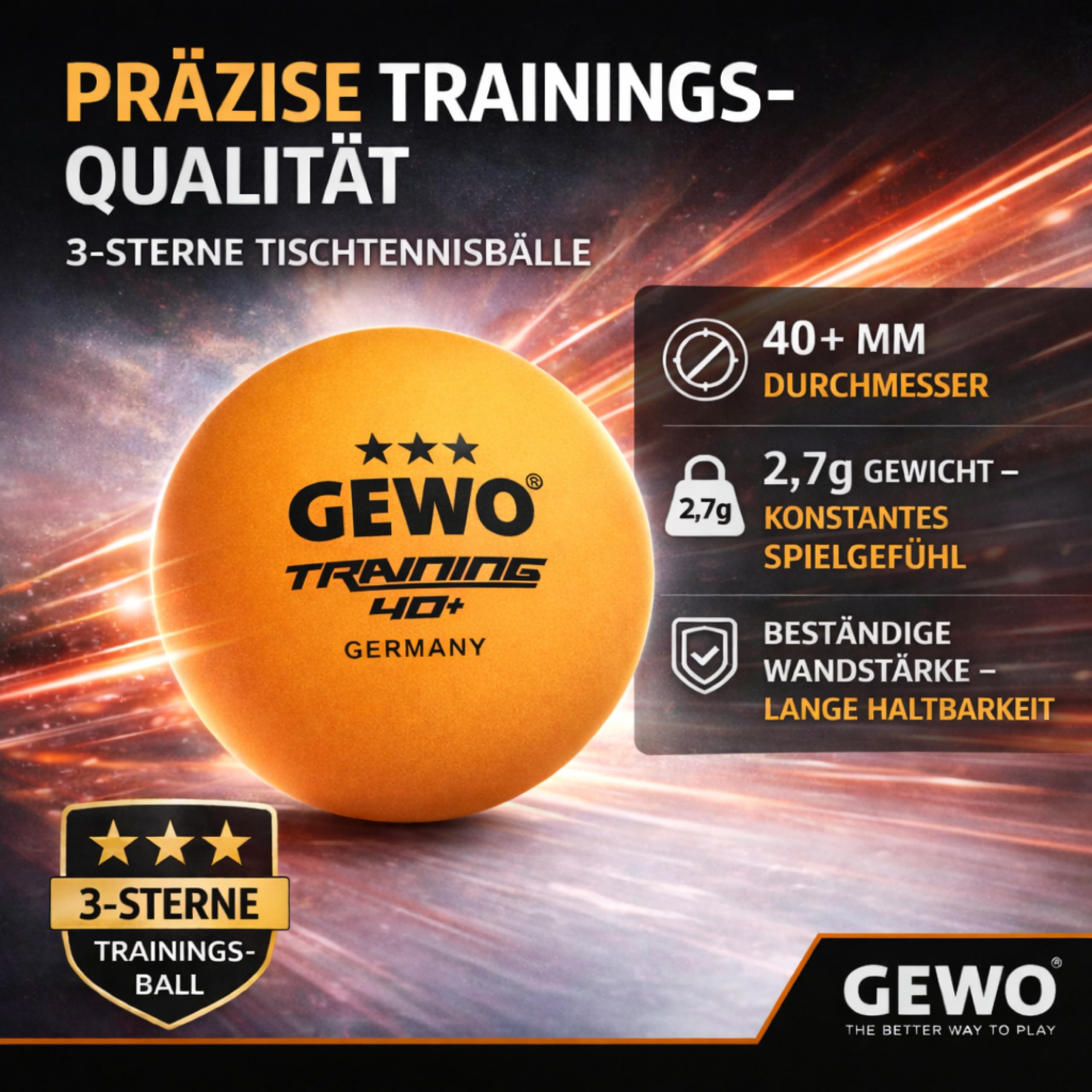 GEWO Ultra SLP Tischtennisbälle Training 40+ 24er Orange
