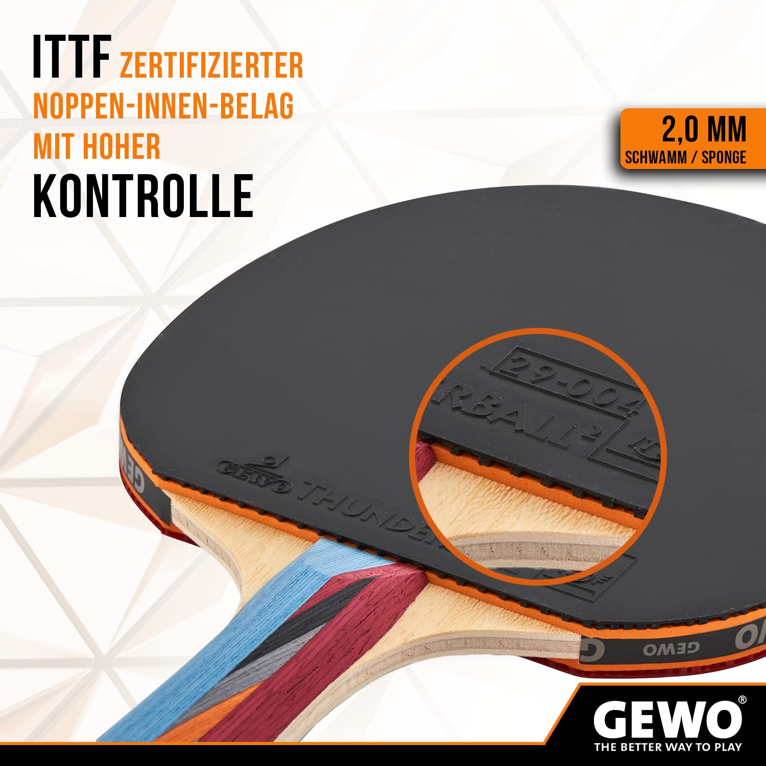 GEWO Thunderball SMASH Tischtennisschläger Konkav Kinder 2,0mm
