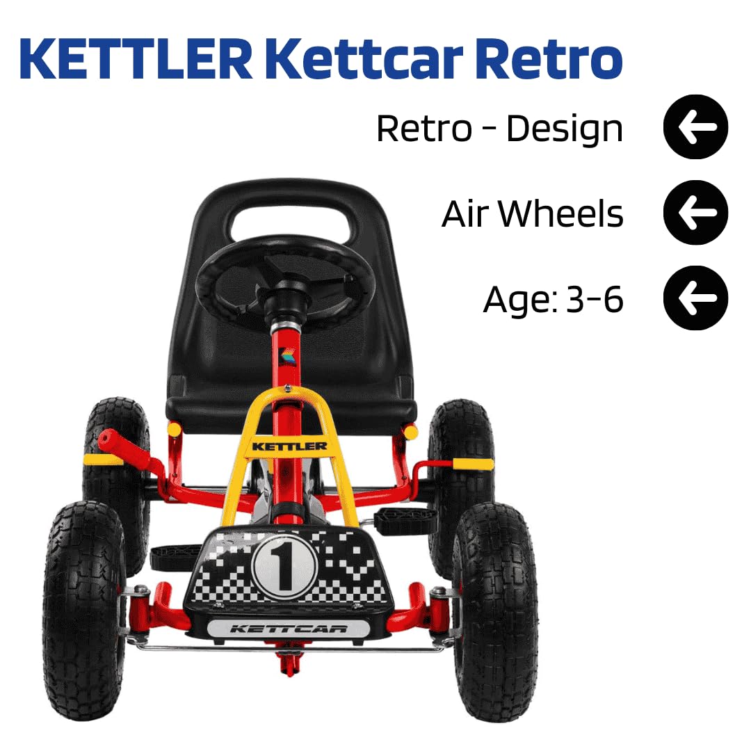 KETTLER Kettcar Retro Go-Kart rot Handbremse