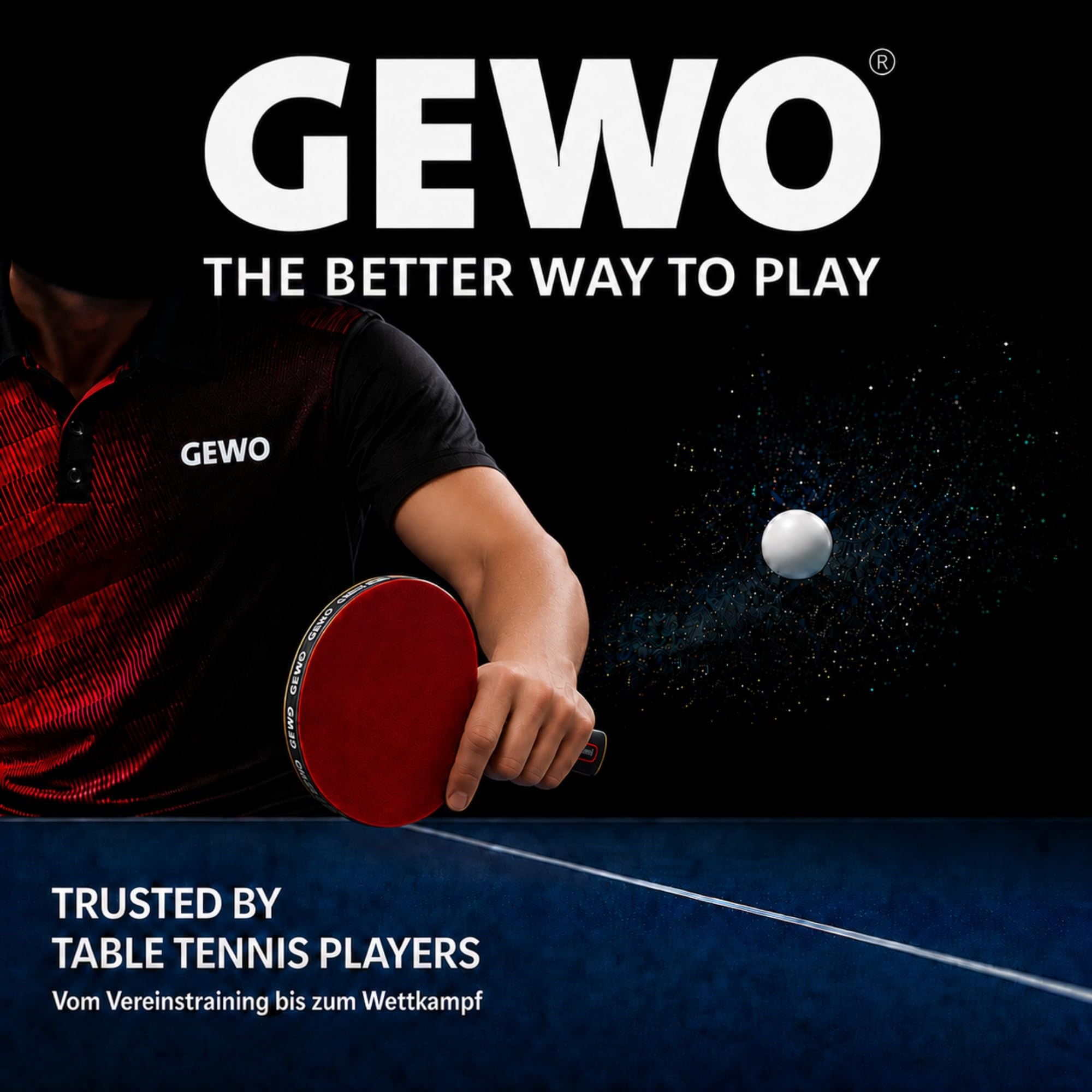 GEWO Master Einzelhülle Tischtennishülle Schwarz-Rot 32cm