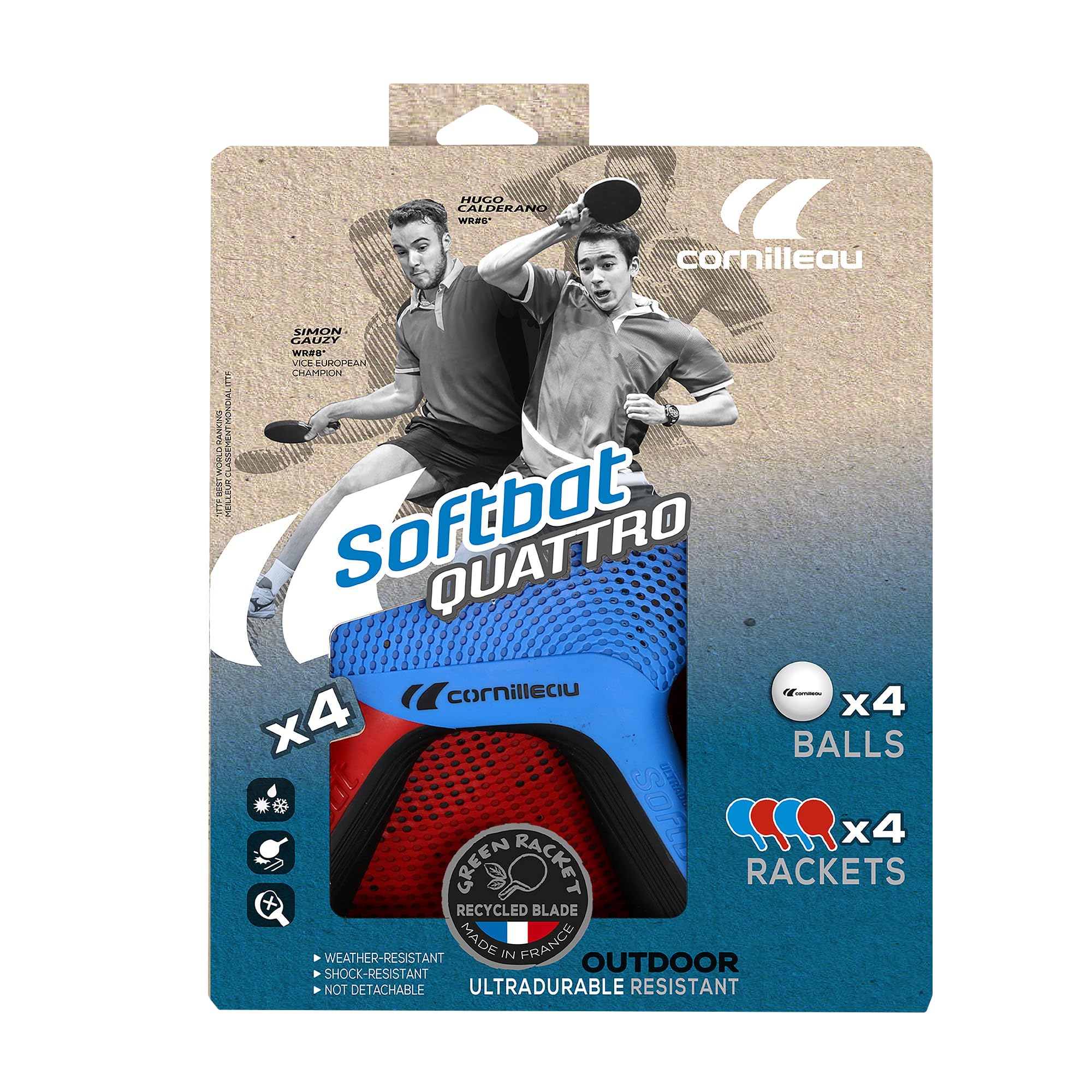 Cornilleau Softbat Quattro Set 4 Schläger 4 Bälle Outdoor