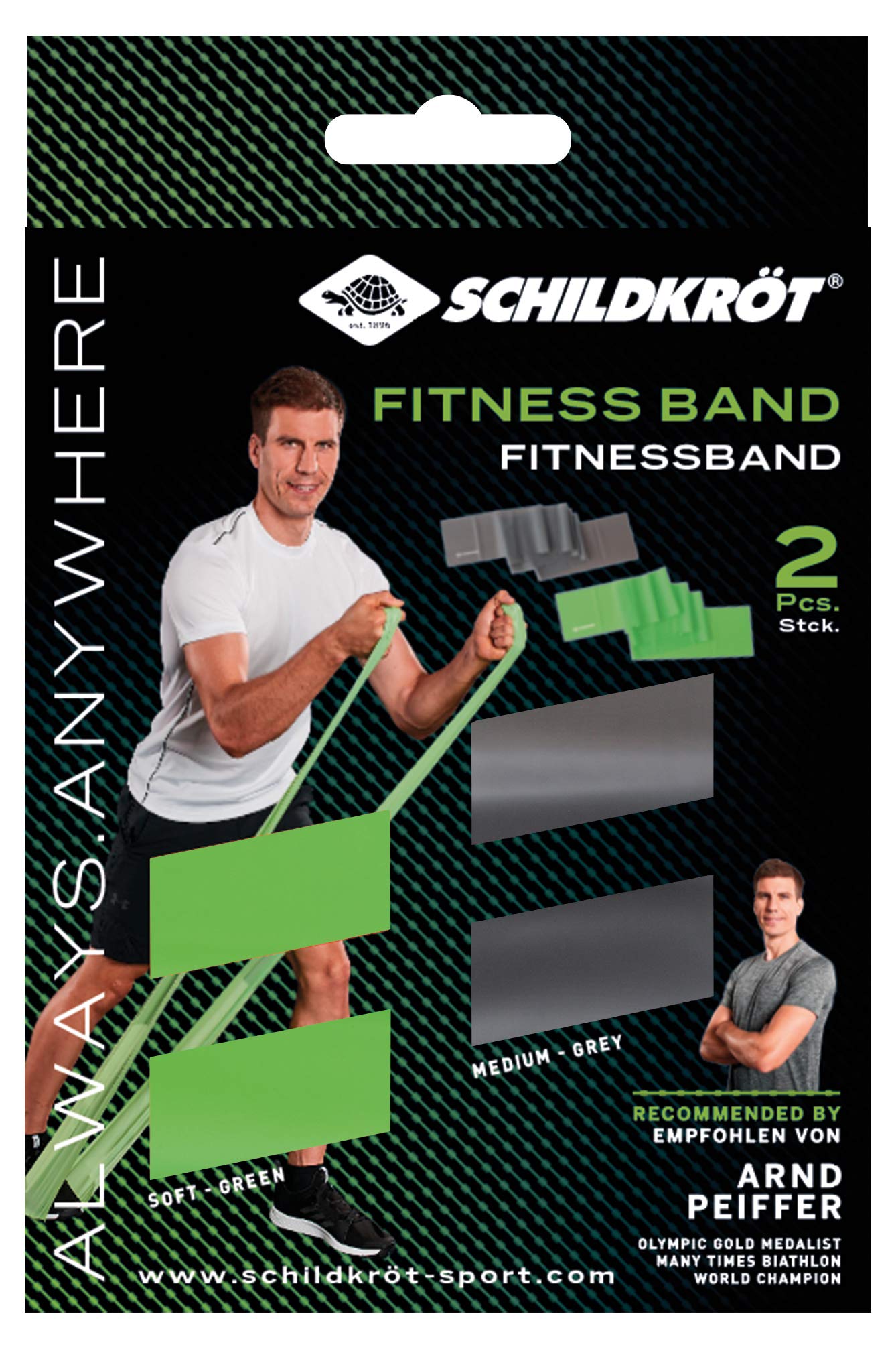 Schildkröt Fitnessbänder 2er Set grün-anthrazit latexfrei TPE