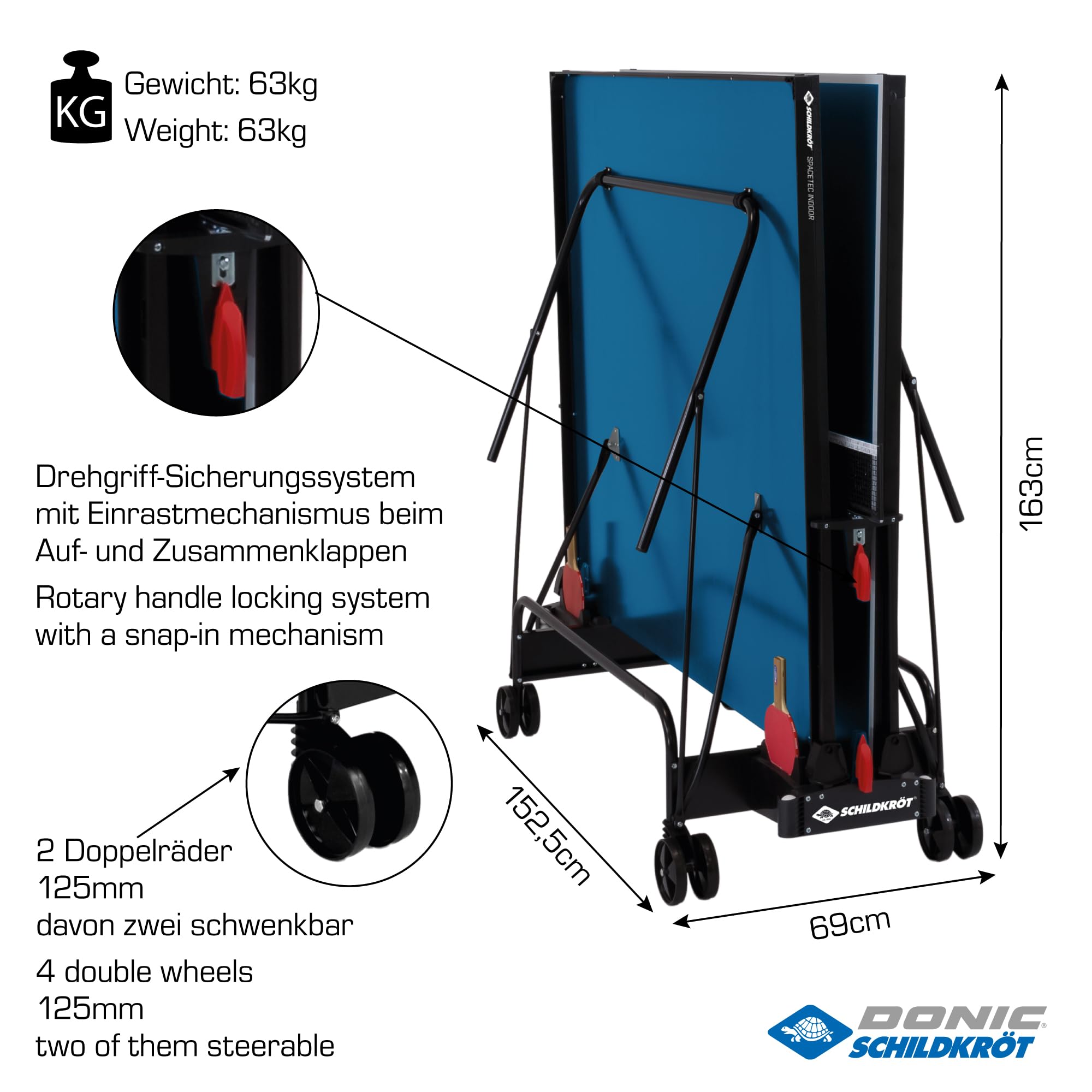 Schildkröt Space Tec Indoor Tischtennisplatte blau 16 mm