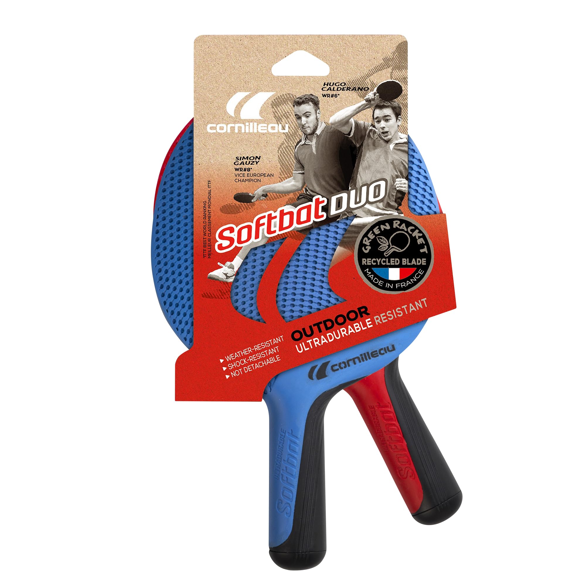 Cornilleau Softbat Eco Tischtennisschläger 2er Set rot/blau Outdoor