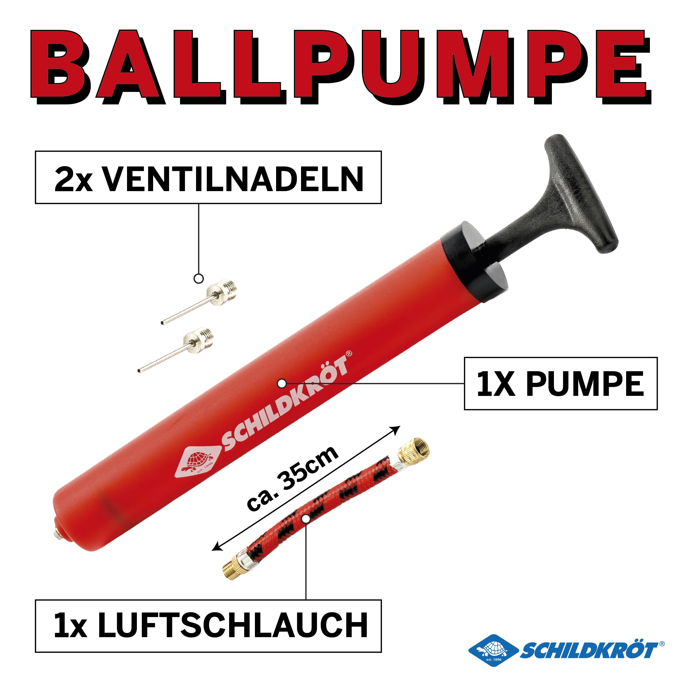 Schildkröt Outdoor Ballpumpe 970989 mit Schlauch und Nadeln