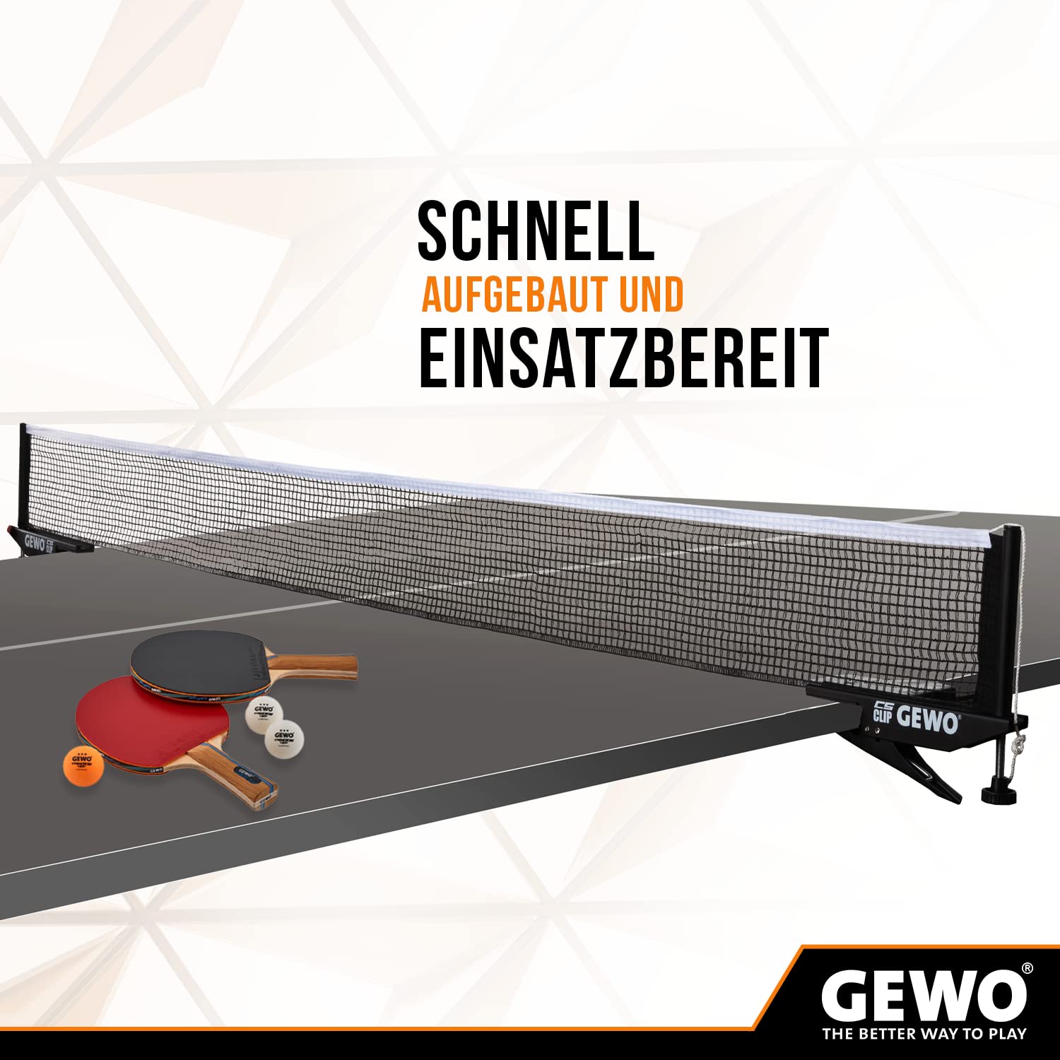 Gewo CS Clip Tischtennisnetz 152,5cm schwarz Metall höhenverstellbar