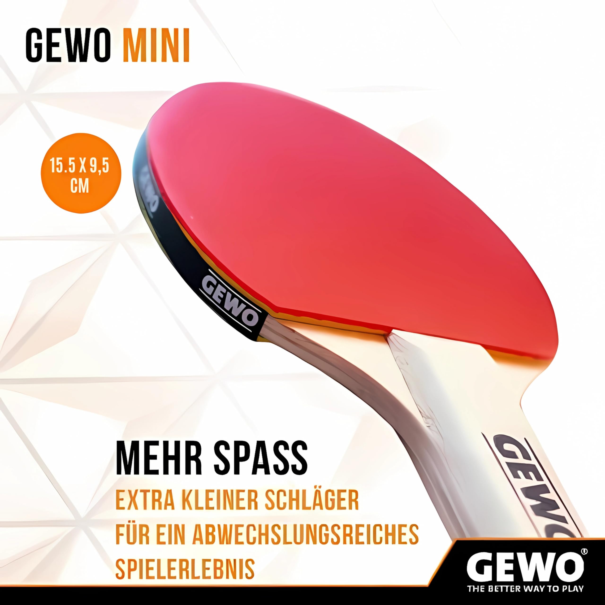 GEWO Player Mini Tischtennisschläger 15,5cm rot-schwarz