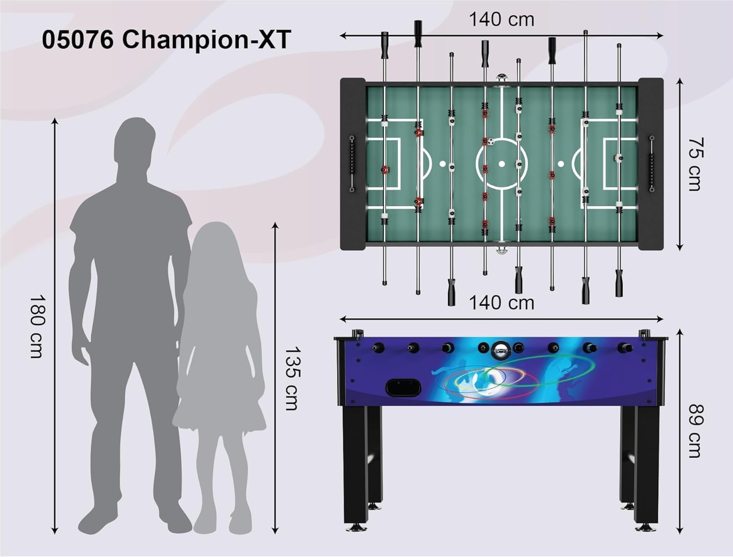 Carromco Champion-XT Kickertisch – 16 mm Turnier Kicker