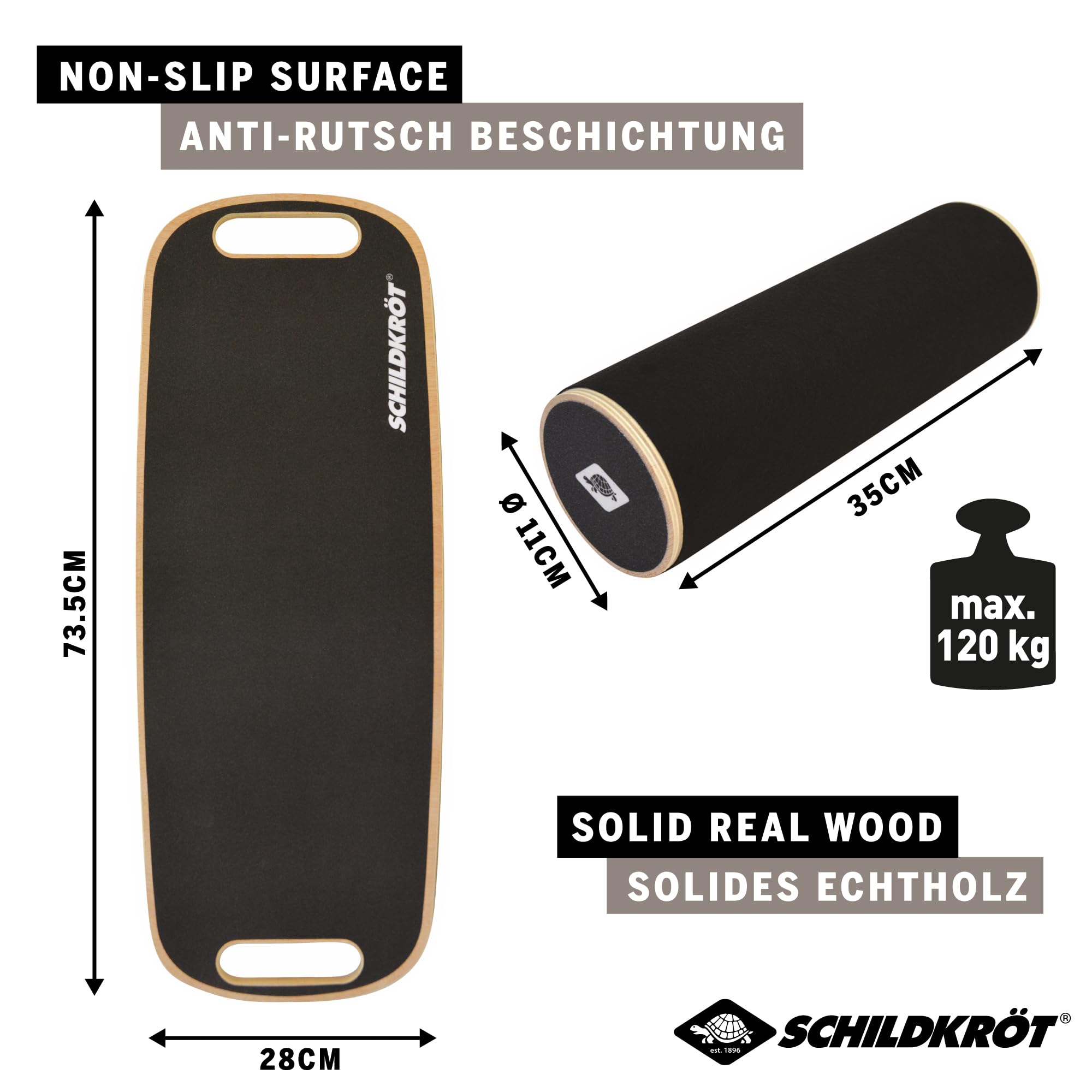 Schildkröt Outdoor Balance Board Holz 73,5x28cm 120kg