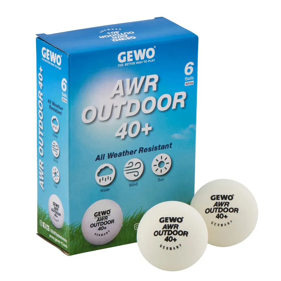 GEWO AWR Outdoor 40+ Tischtennisbälle weiß 6er wasserfest