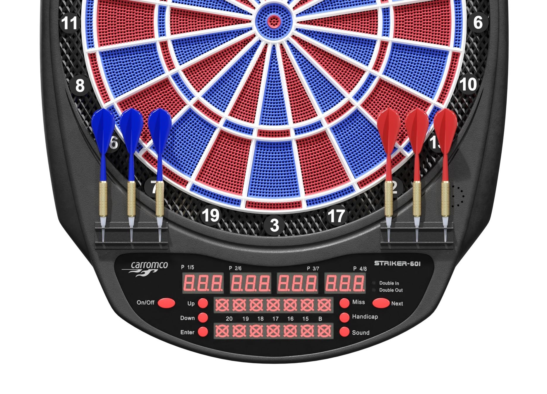 Carromco Striker-601 E-Dartscheibe 8 Spieler 36 Spiele