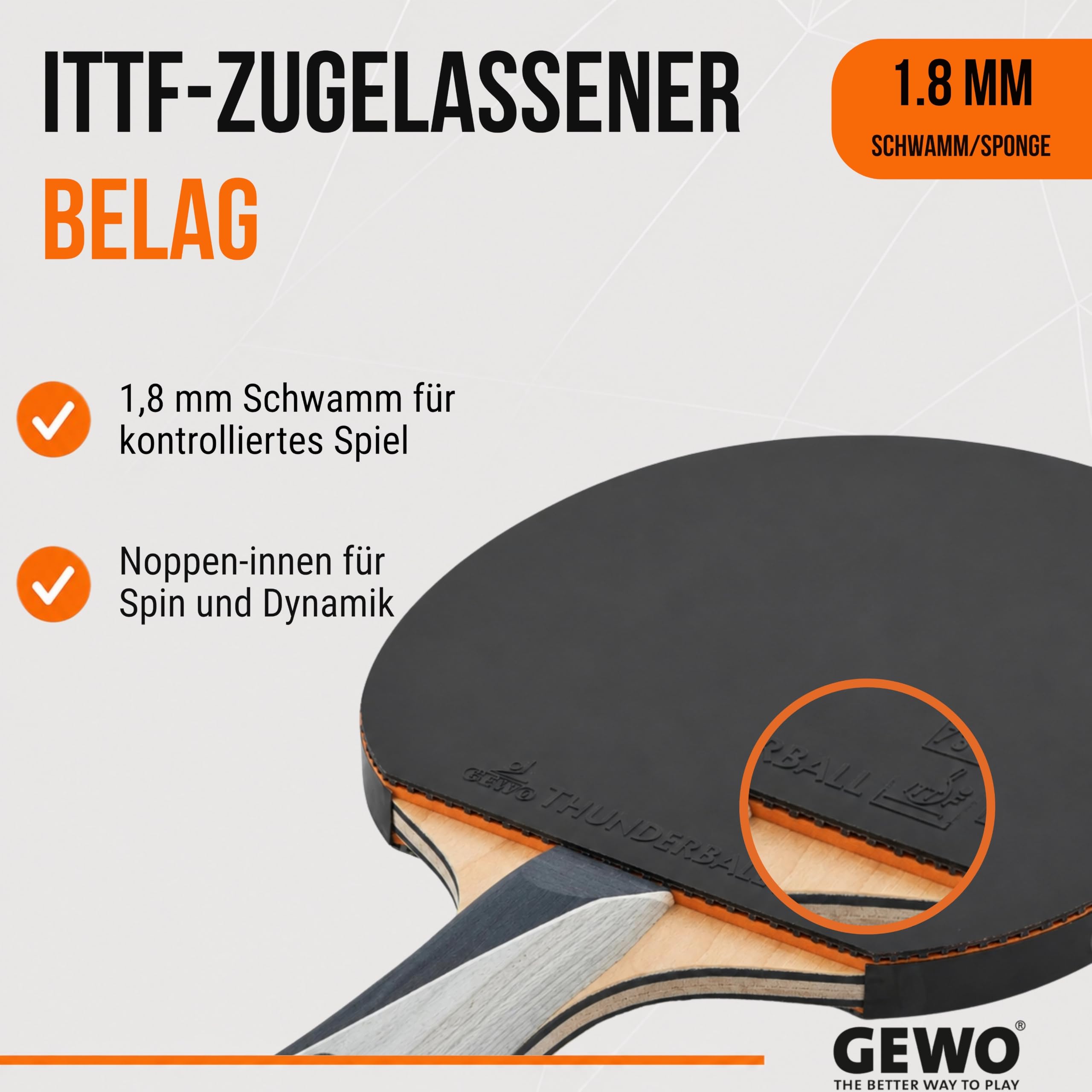 GEWO Player PS Blast Power Tischtennisschläger konkav 1,8mm
