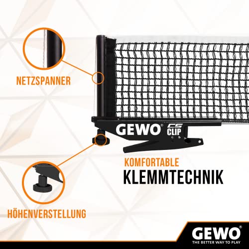 Gewo CS Clip Tischtennisnetz 152,5cm schwarz Metall höhenverstellbar