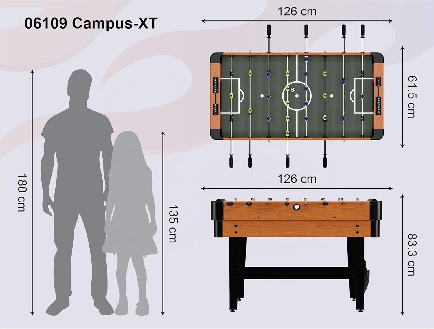 Carromco Campus-XT 9in1 Multispieltisch 122cm mit Zubehör