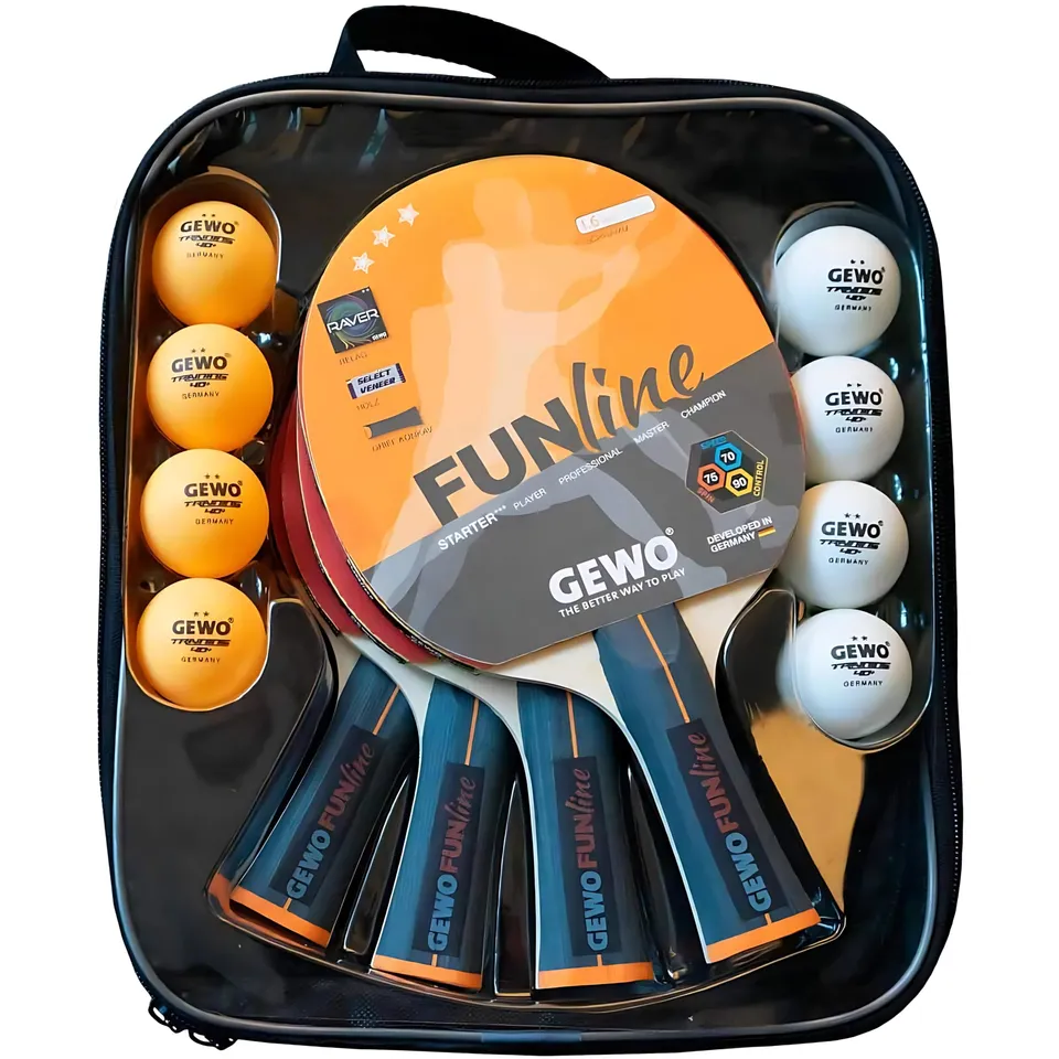 GEWO Player Tischtennisschläger Set 4 Schläger 8 Bälle