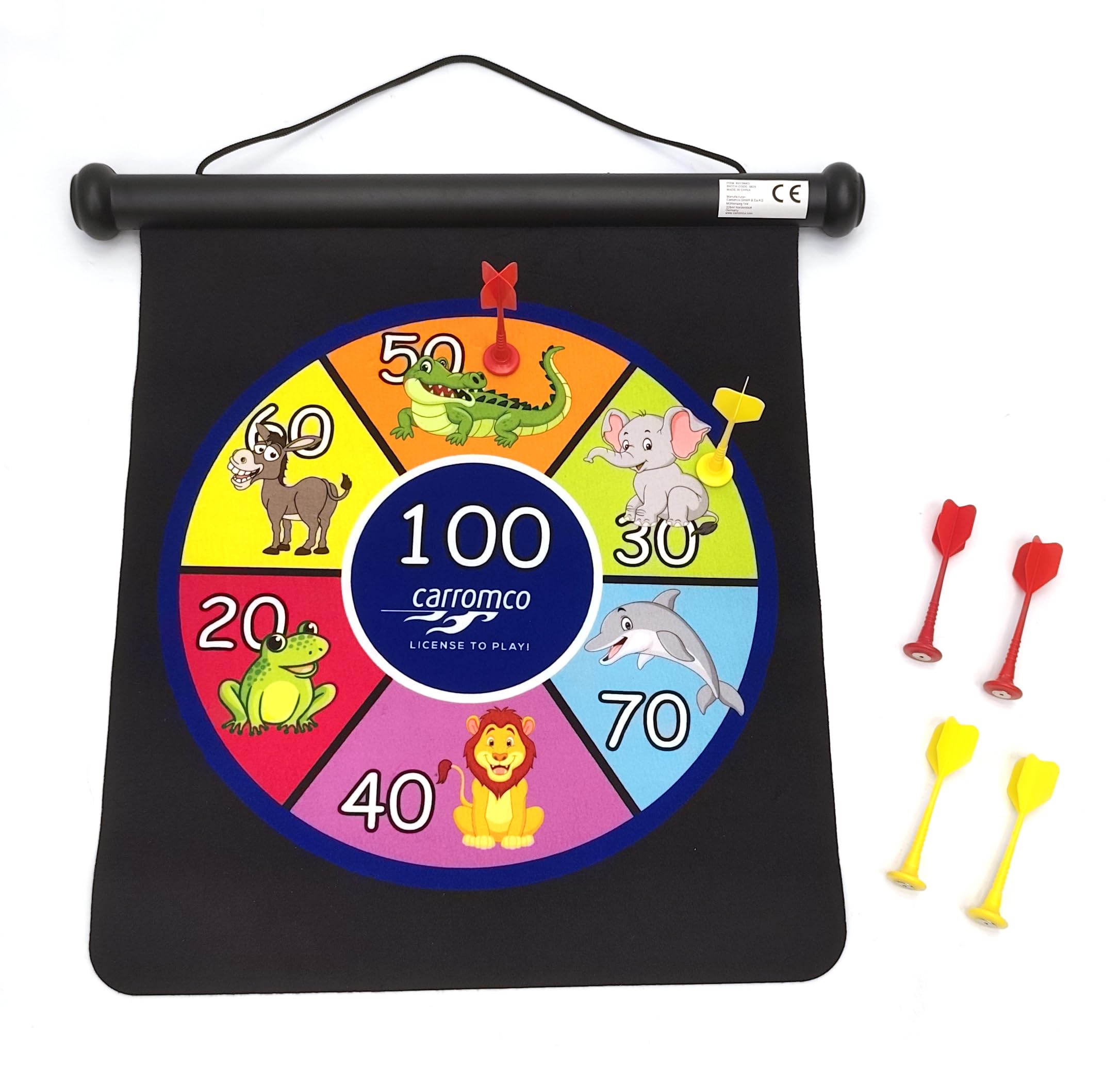 Carromco Magnet-Dartscheibe Kinder aufrollbar 6 Pfeile
