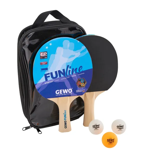 GEWO Fun Tischtennisset 2 Schläger 3 Bälle Tasche Hobby