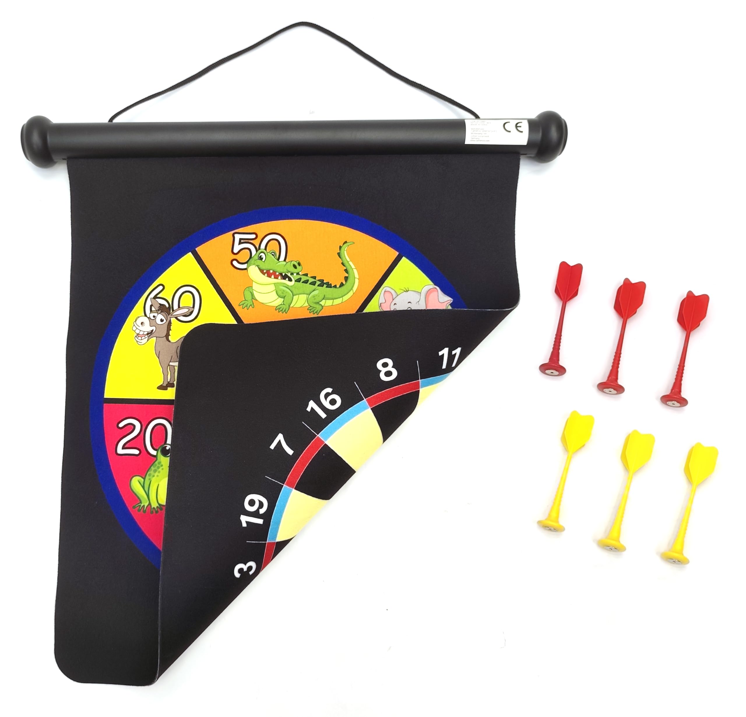 Carromco Magnet-Dartscheibe Kinder aufrollbar 6 Pfeile